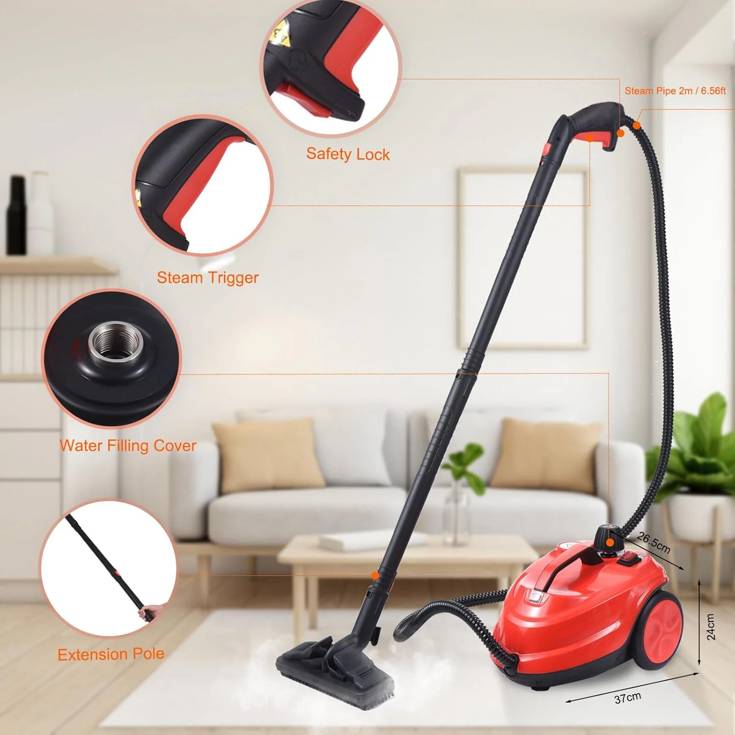 بخارشوی 2000 واتی Fawoonu با 16 لوازم جانبی، مخزن 1.8 لیتری، فشار 5 بار، بخارشوی چند منظوره با قابلیت تمیز کردن عمیق و چرخ دار برای پنجره ها، کف، و خودرو بخارشوی 2000 واتی Fawoonu با 16 لوازم جانبی، مخزن 1.8 لیتری، فشار 5 بار، بخارشوی چند منظوره با قابلیت تمیز کردن عمیق و چرخ دار برای پنجره ها، کف، و خودرو