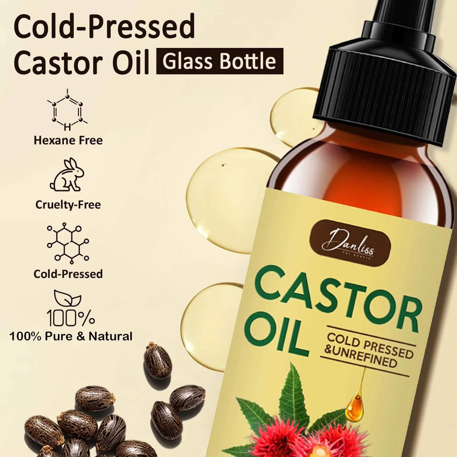 روغن کرچک ارگانیک (دارای گواهی USDA - 120 میلی لیتر)، 100% خالص و بدون هگزان، پرس سرد تصفیه نشده، ضد ریزش و تقویت کننده مو، رشد مو، مژه و ابرو، مرطوب کننده و مغذی روغن کرچک ارگانیک (دارای گواهی USDA - 120 میلی لیتر)، 100% خالص و بدون هگزان، پرس سرد تصفیه نشده، ضد ریزش و تقویت کننده مو، رشد مو، مژه و ابرو، مرطوب کننده و مغذی