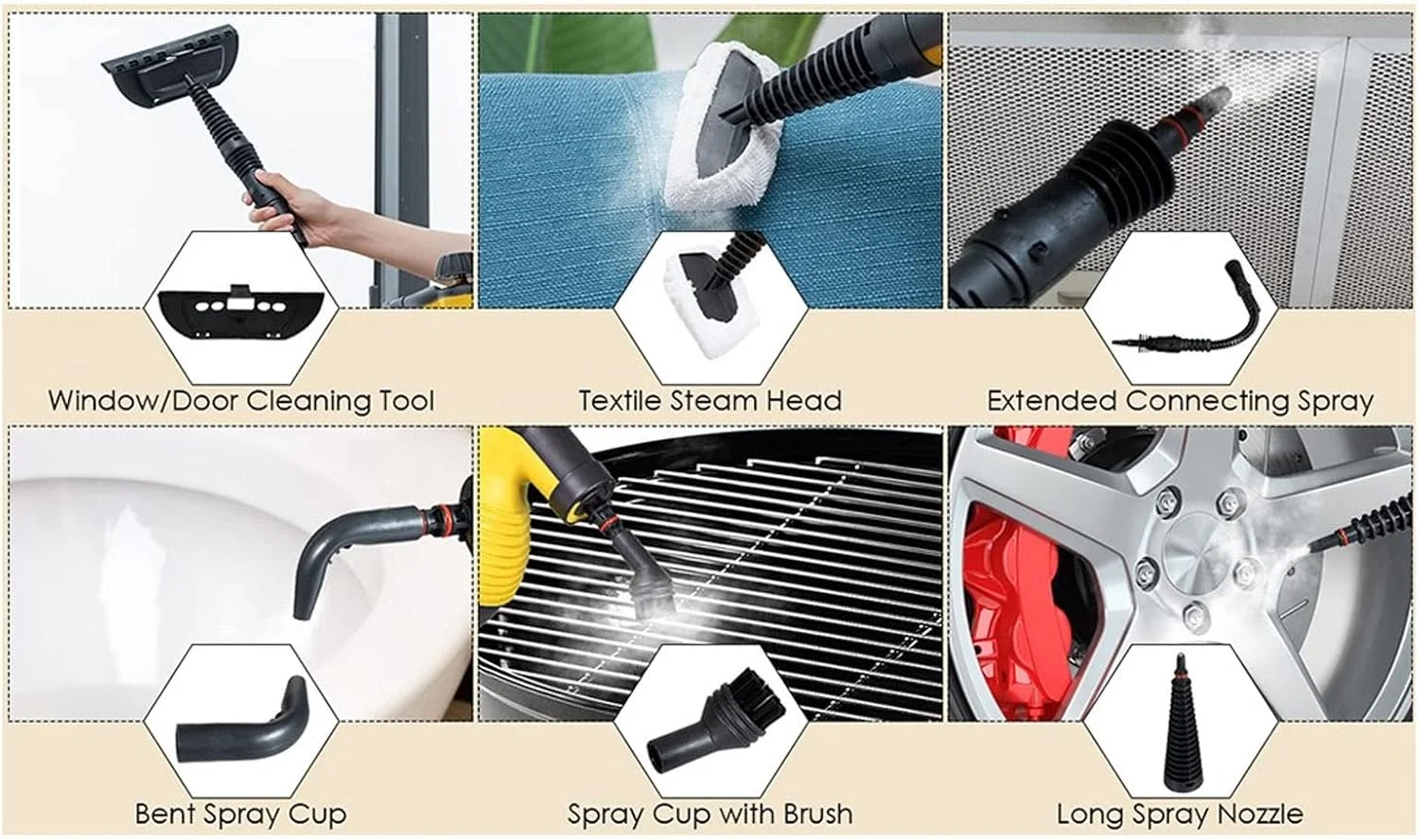 بخارشوی دستی GHQERTY، بخارشوی برقی 1000 واتی با دمای بالا، ضد سوختگی، قابل حمل، دسته ارگونومیک به همراه قیف برای آشپزخانه بخارشوی دستی GHQERTY، بخارشوی برقی 1000 واتی با دمای بالا، ضد سوختگی، قابل حمل، دسته ارگونومیک به همراه قیف برای آشپزخانه