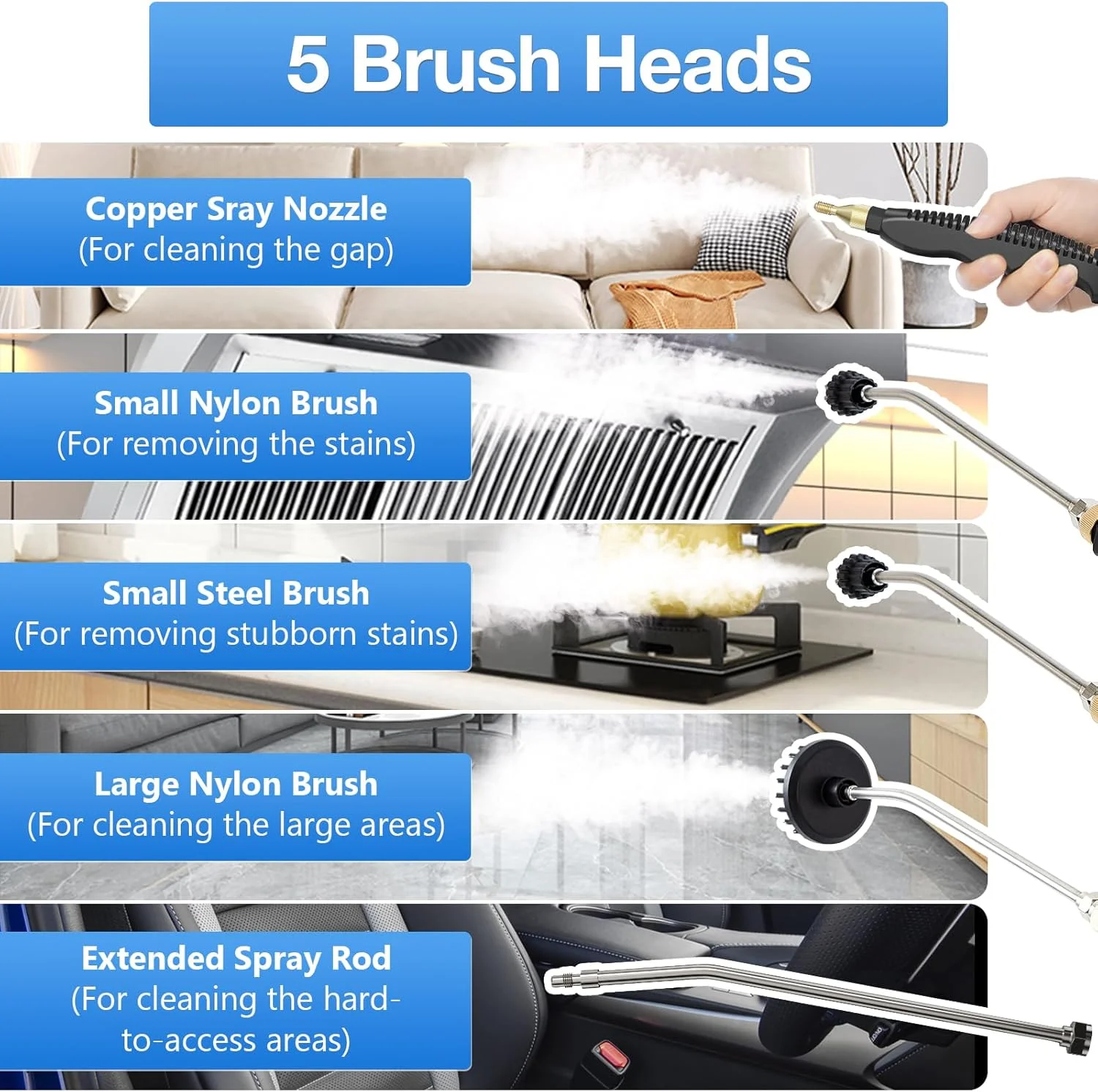 بخارشوی دستی، دستگاه تمیز کننده قابل حمل فشار قوی 2500 واتی با 3 برس، بخارشوی دمای بالا برای مصارف خانگی، آشپزخانه، مبلمان، حمام، خودرو (قرمز) بخارشوی دستی، دستگاه تمیز کننده قابل حمل فشار قوی 2500 واتی با 3 برس، بخارشوی دمای بالا برای مصارف خانگی، آشپزخانه، مبلمان، حمام، خودرو (قرمز)