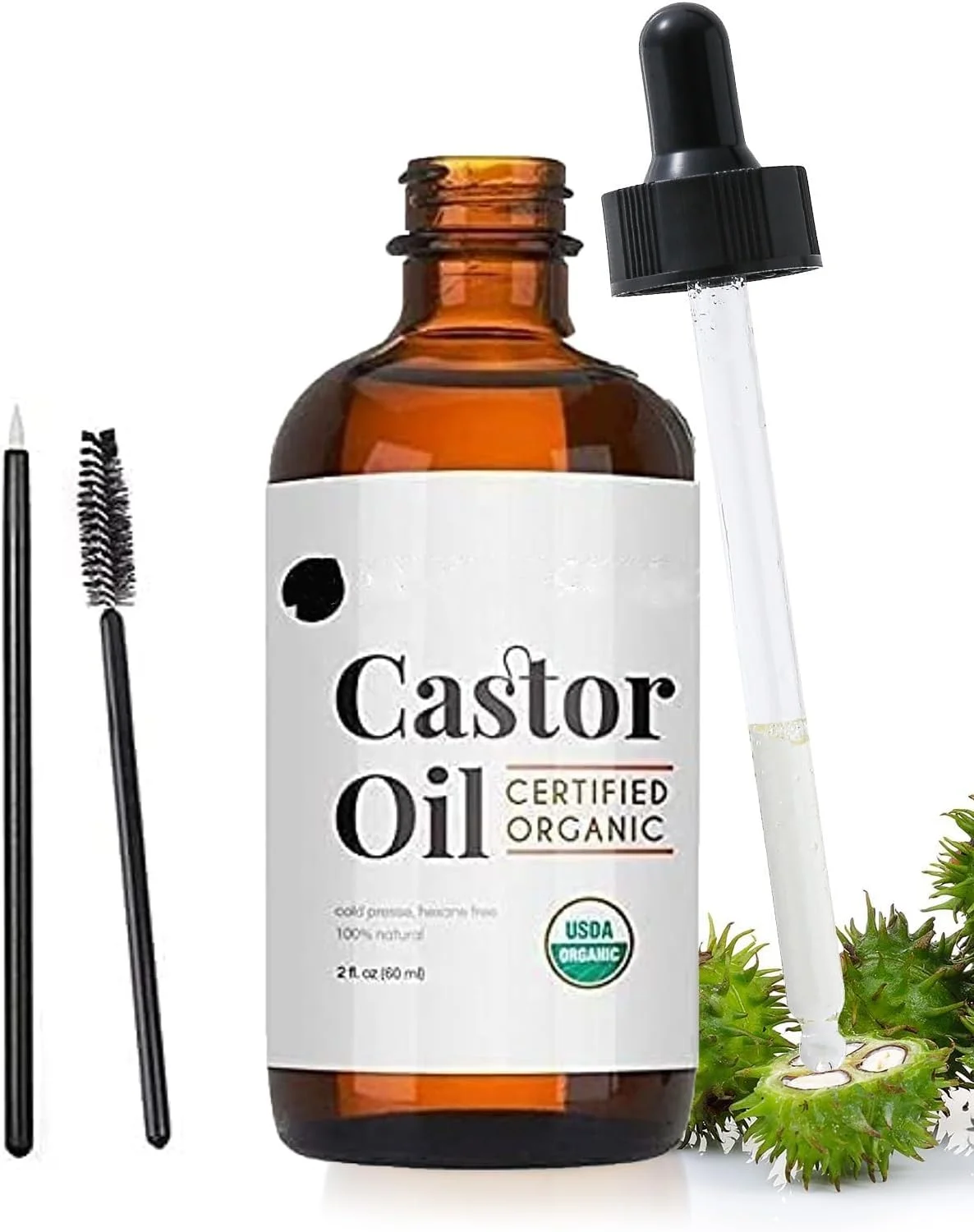 روغن کرچک ارگانیک فشرده شده با پرس سرد LBOYLOVE® برای رشد مژه، ابرو و مو - 100% خالص، بدون هگزان (60 میلی لیتر)