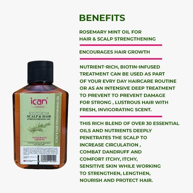 روغن درمان پوست سر و مو رزماری و نعناع ican London برای رشد سریعتر مو 50 میلی لیتر روغن درمان پوست سر و مو رزماری و نعناع ican London برای رشد سریعتر مو 50 میلی لیتر