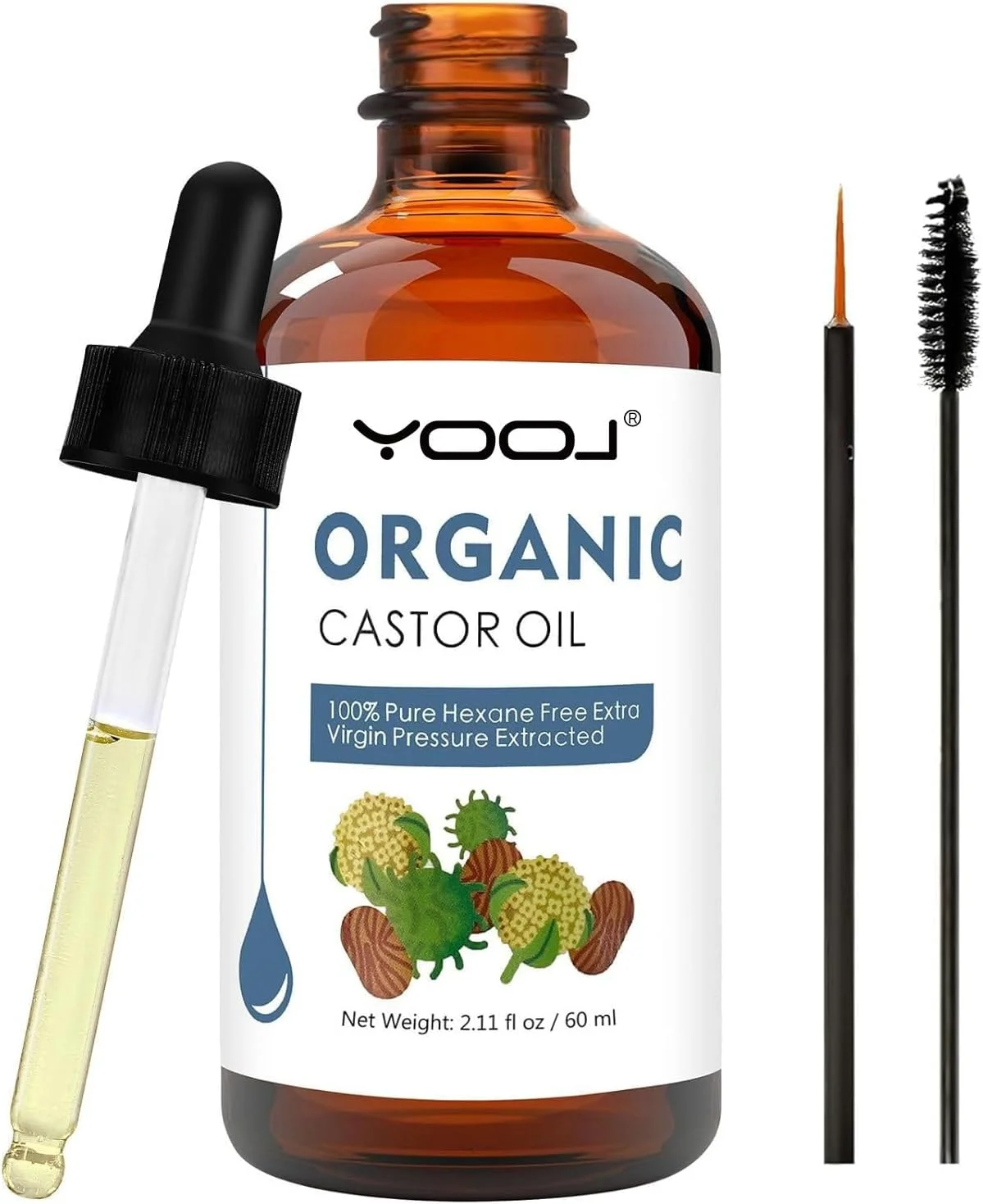 روغن کرچک ارگانیک ممتاز LBOYLOVE® (118 میلی لیتر)، رایحه دودی طبیعی، سرم خالص زیبایی و مراقبت از پوست با پرس سرد، تقویت کننده رشد موی مژه و ابرو، برای مژه ها و ابروهای پرپشت تر و ضخیم تر - پوست و مو