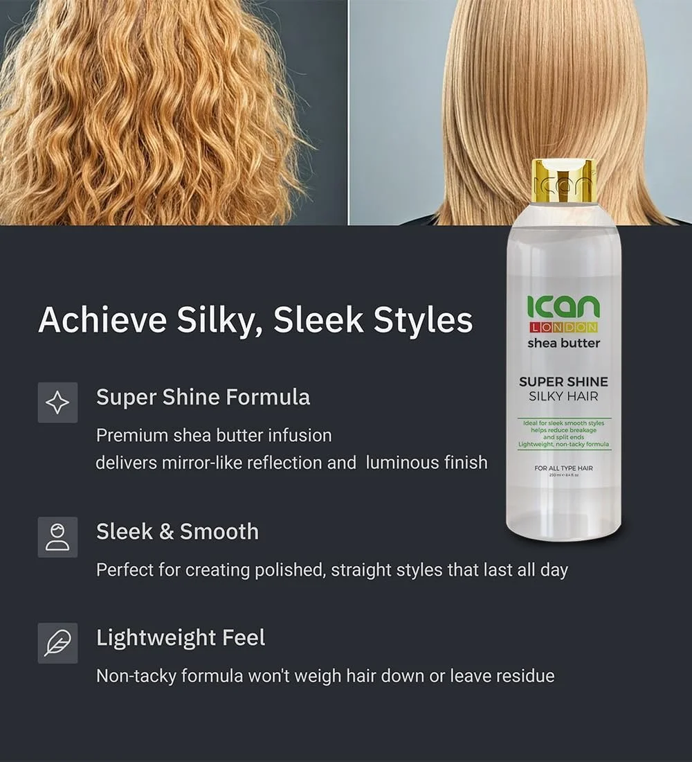 سرم روغن مو آیکن لندن حاوی شی باتر، درخشش فوقالعاده، حالت ابریشمی و نرم، 250 میلیلیتر سرم روغن مو آیکن لندن حاوی شی باتر، درخشش فوقالعاده، حالت ابریشمی و نرم، 250 میلیلیتر