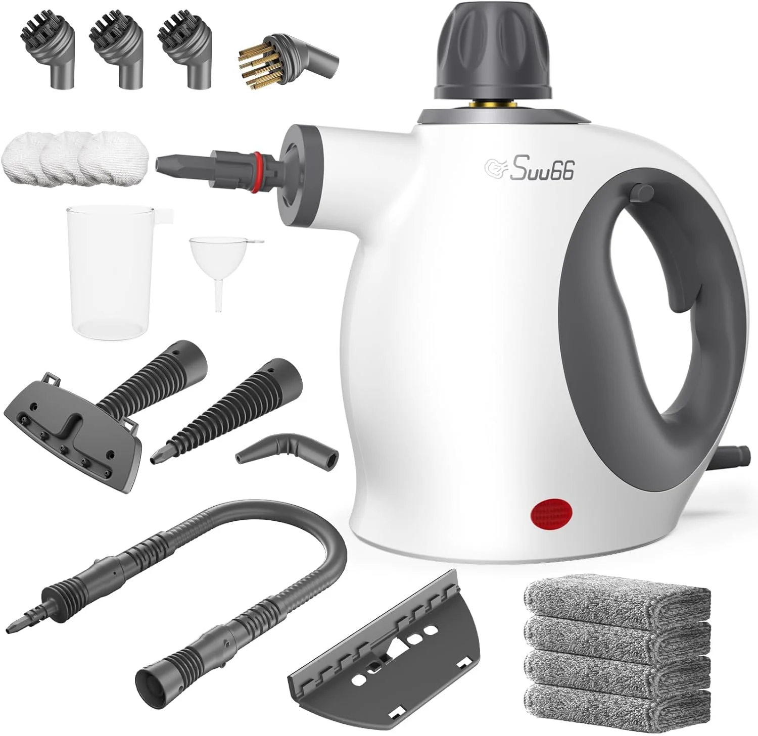 بخارشوی دستی با قفل ایمنی، مخزن بزرگ 500 میلی لیتری و 19 عدد لوازم جانبی - تمیز کننده عمیق چند سطحی برای آشپزخانه، حمام، ماشین، مبل - از بین برنده کثیفی های سرسخت، ضدعفونی کننده سطوح (سفید)