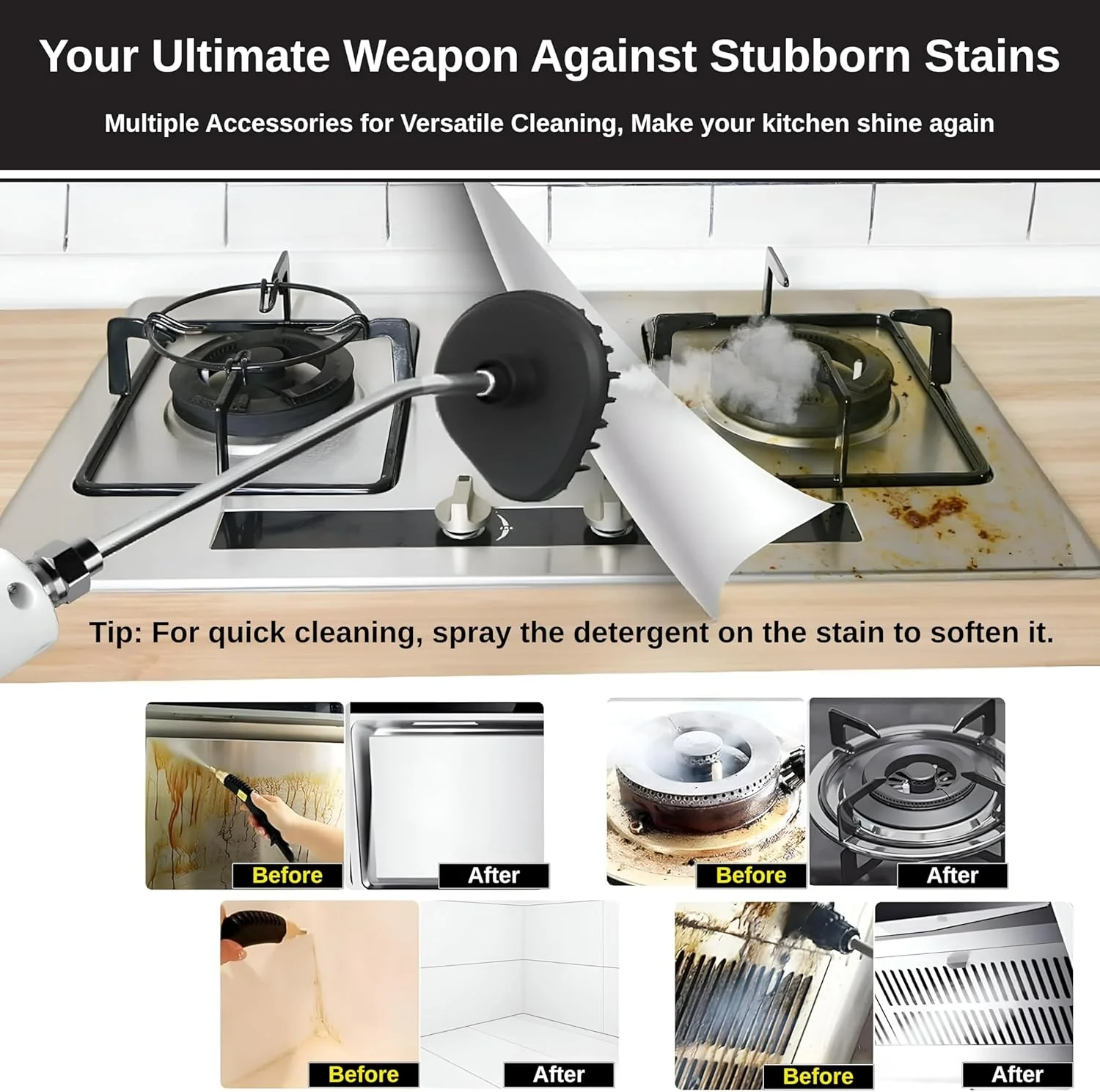 بخارشوی دستی پرفشار 2500 واتی ARABIQO، دستگاه بخارشوی قابل حمل 1 لیتری با کنترل 6 سرعته و 3 برس، چند منظوره برای تمیز کردن خودرو، آشپزخانه، حمام و خانه