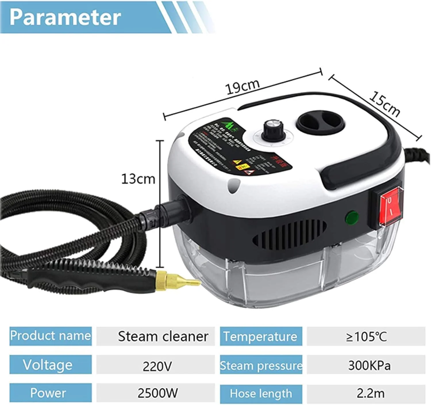 بخارشوی دستی HJIHVGU چند منظوره برای تمیز کردن منزل، دارای 4 سری لوازم جانبی برای مبل، حمام، آشپزخانه، بخارشوی کف، پنجره، پیشخوان، فرش، پرده، قرمز (سفید)