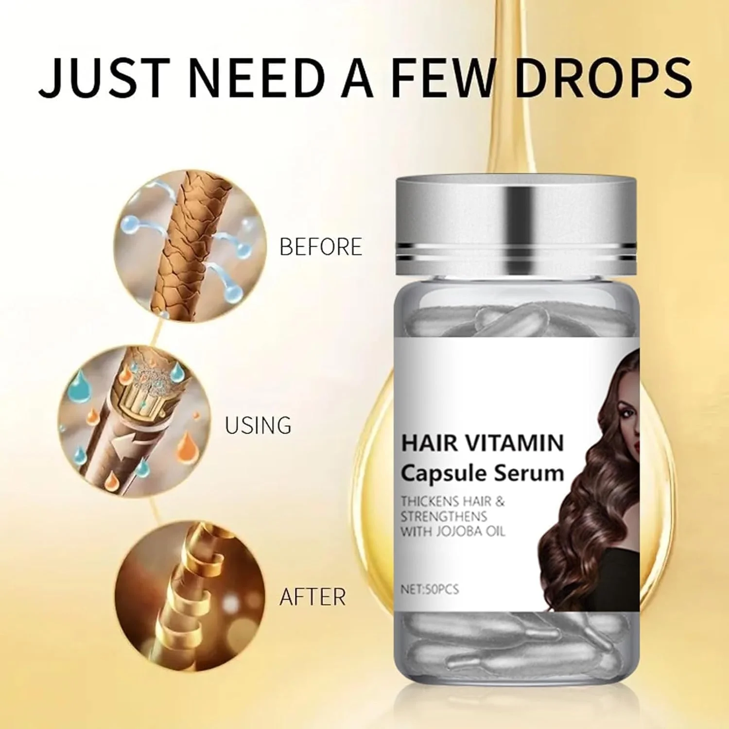 سرم کپسولی روغن آرگان و ماکادمیا نالاکال برای مراقبت از مو، 50 عدد، ترمیم و تغذیه موهای خشک و وز، مناسب برای خانم ها و آقایان سرم کپسولی روغن آرگان و ماکادمیا نالاکال برای مراقبت از مو، 50 عدد، ترمیم و تغذیه موهای خشک و وز، مناسب برای خانم ها و آقایان