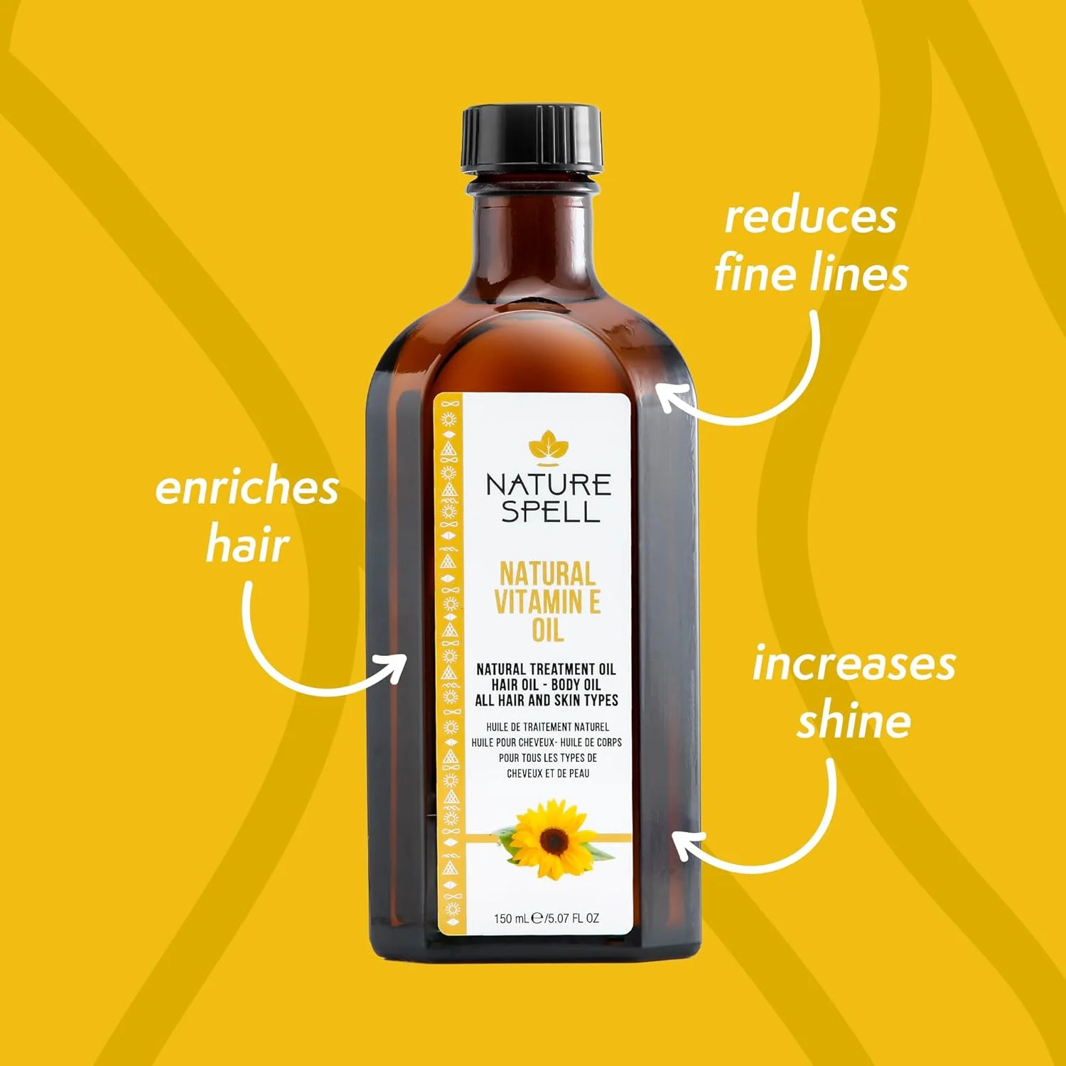 روغن ویتامین ای نیچر سپل برای مو و پوست 150 میلی لیتر، روغن درمان مو برای موهای خشک و آسیب دیده برای افزایش شفافیت و نرمی، ساخت انگلستان