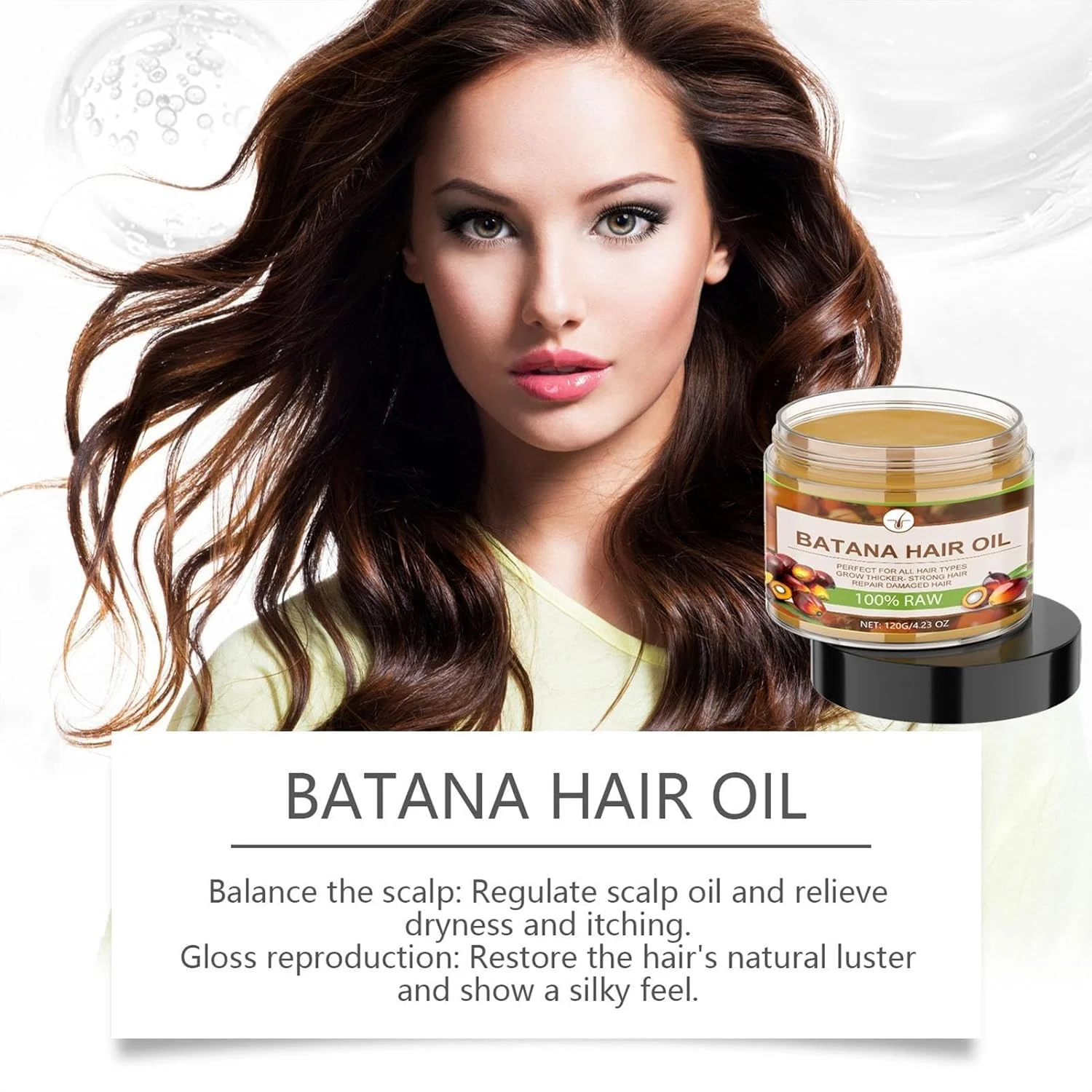 روغن باتانا 120 گرمی برای رشد مو، روغن طبیعی برای موهای قوی تر، ضد شکستگی و رشد مجدد، مراقبت از موهای ضخیم تر