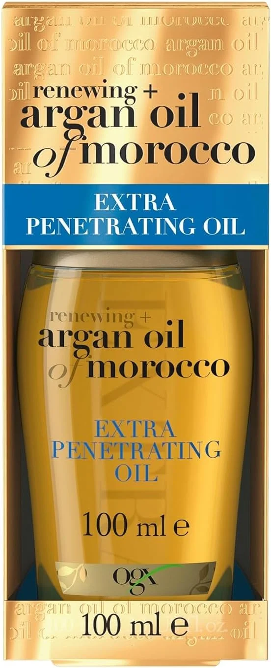 روغن مو او جی ایکس، تجدید کننده + روغن آرگان مراکش، روغن نفوذی فوق العاده، مناسب موهای خشک و زبر، فرمول جدید، 100 میلی لیتر