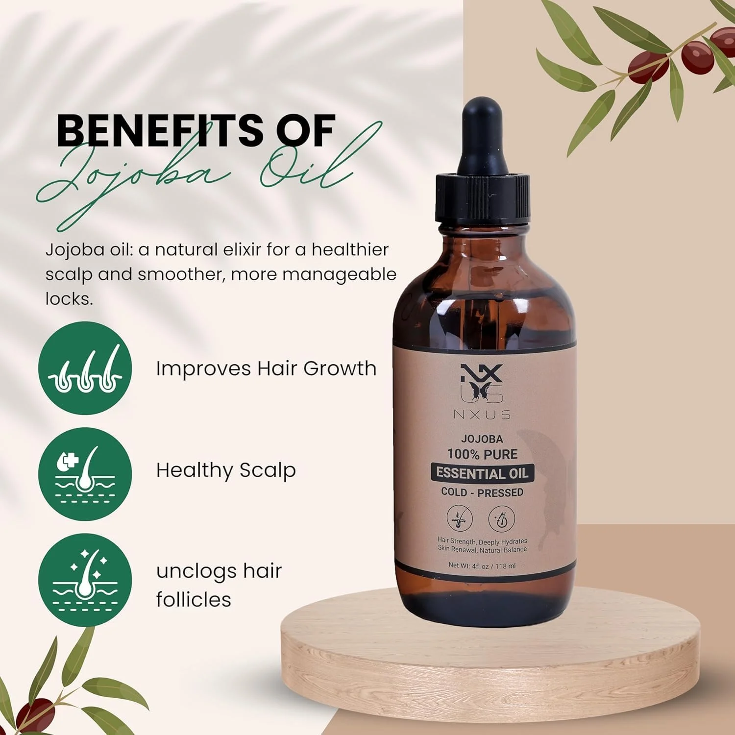 روغن جوجوبا ارگانیک ان ایکس یو اس 118 میلی لیتر - 100% خالص، پرس سرد، تصفیه نشده - برای رشد مو، شوره سر، صورت، بدن، پوست خشک، ناخن (تکی، 1 عدد) روغن جوجوبا ارگانیک ان ایکس یو اس 118 میلی لیتر - 100% خالص، پرس سرد، تصفیه نشده - برای رشد مو، شوره سر، صورت، بدن، پوست خشک، ناخن (تکی، 1 عدد)