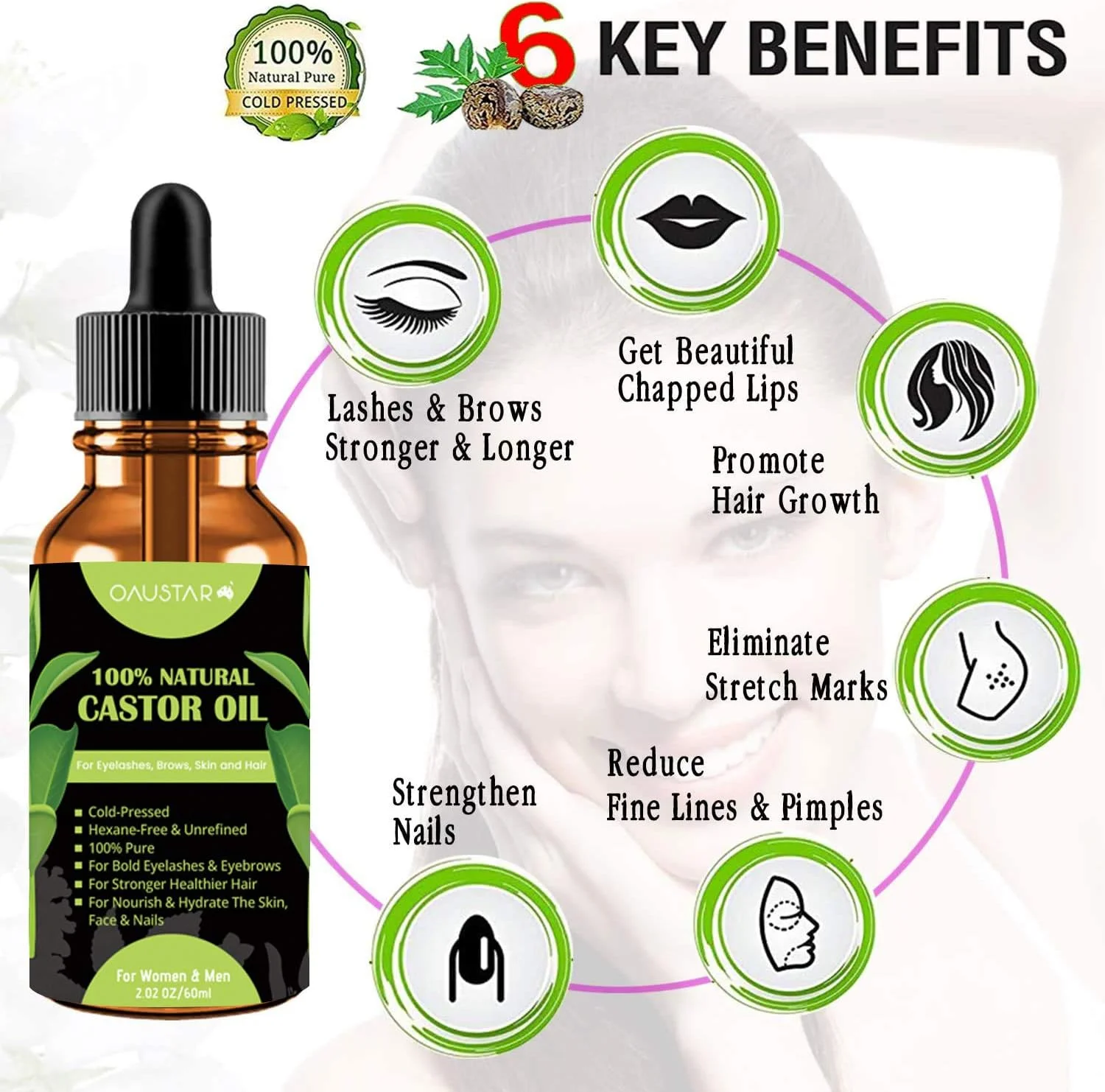 روغن کرچک OAUSTAR - پرس سرد، برای رشد مو، مژه و ابروهای پرپشت، مرطوب کننده پوست، ناخن ها و کوتیکول ها. ضد پیری (30 میلی لیتر) روغن کرچک OAUSTAR - پرس سرد، برای رشد مو، مژه و ابروهای پرپشت، مرطوب کننده پوست، ناخن ها و کوتیکول ها. ضد پیری (30 میلی لیتر)