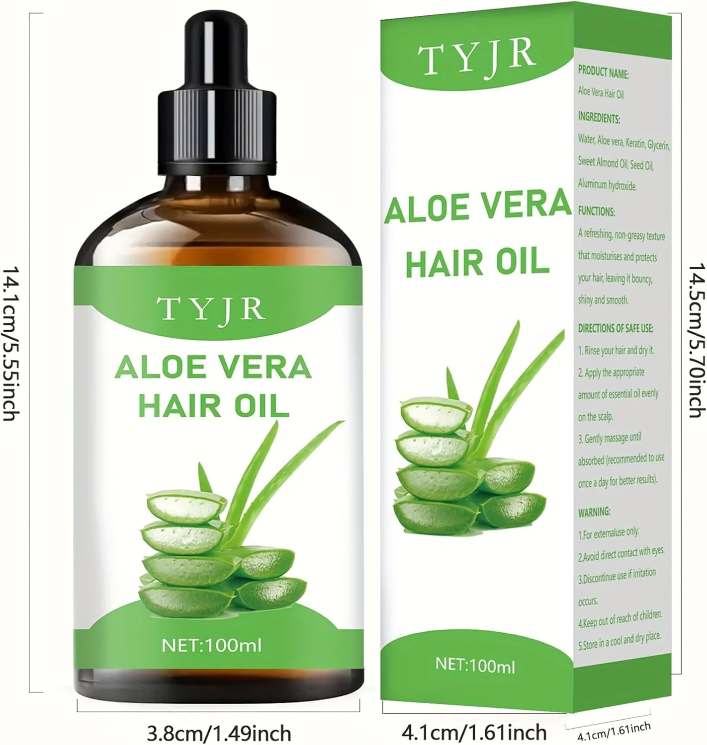 روغن مو آلوئه ورا TYJR، 100 میلی لیتر، فرمول مغذی با کراتین و روغن های طبیعی برای موهای براق و نرم