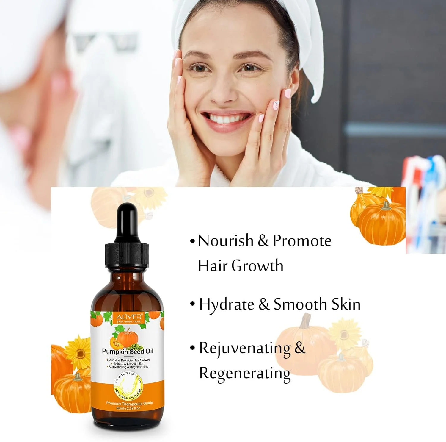 روغن دانه کدو تنبل ارگانیک برای رشد مو، روغن موی دانه کدو تنبل 60 میلی لیتر