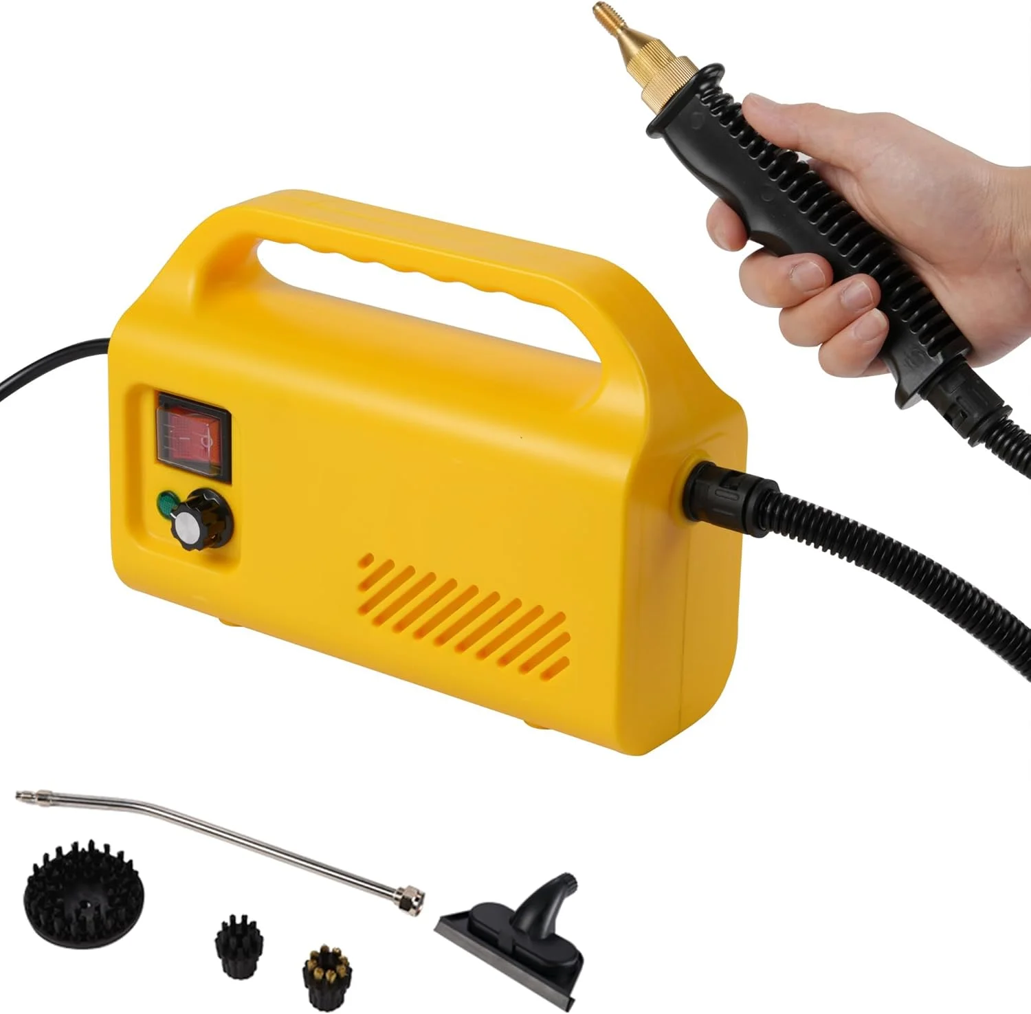 بخارشوی دستی KASTWAVE، بخارشوی پرفشار قابل حمل 1600 واتی، مجهز به سه برس و یک شیشه پاک کن، مورد استفاده برای تمیز کردن عمیق آشپزخانه، کف، حمام و پنجره ها