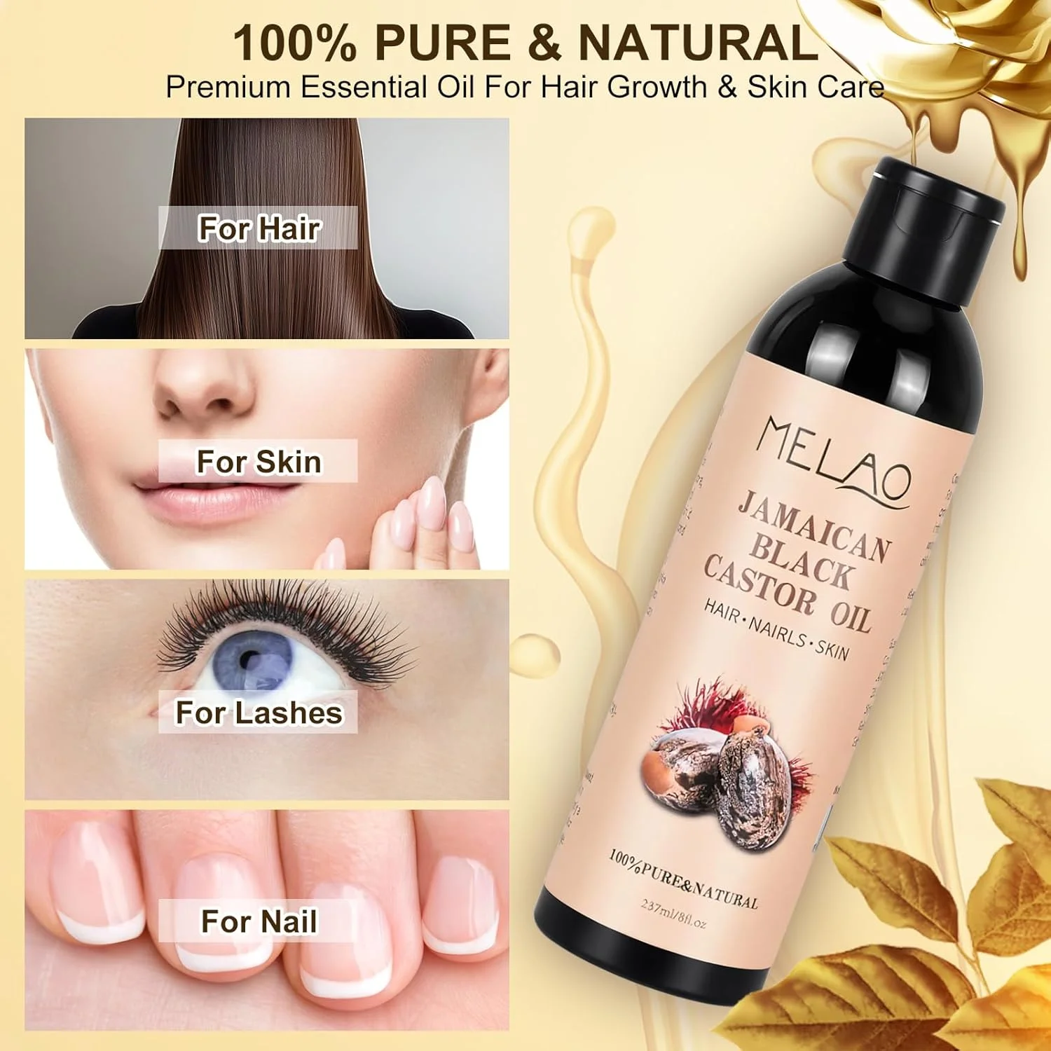 روغن کرچک سیاه جامائیکایی ارگانیک MELAO برای رشد مو، روغن 100% خالص و طبیعی با پرس سرد برای مرطوب کردن و ترمیم موهای خشک و آسیب دیده و مراقبت از پوست، ایده آل برای آقایان و بانوان I237ML (246 میلی لیتر) روغن کرچک سیاه جامائیکایی ارگانیک MELAO برای رشد مو، روغن 100% خالص و طبیعی با پرس سرد برای مرطوب کردن و ترمیم موهای خشک و آسیب دیده و مراقبت از پوست، ایده آل برای آقایان و بانوان I237ML (246 میلی لیتر)