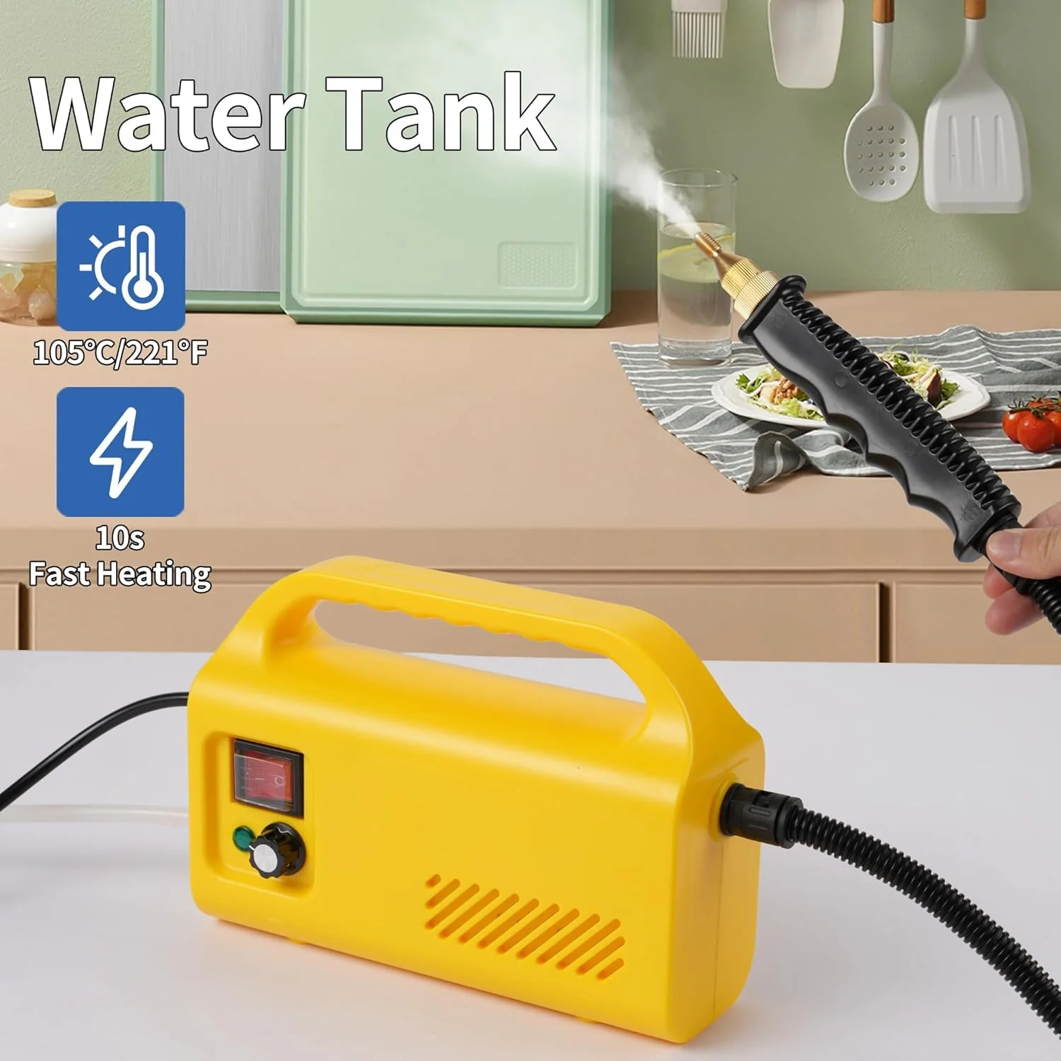 بخارشوی دستی KASTWAVE، بخارشوی پرفشار قابل حمل 1600 واتی، مجهز به سه برس و یک شیشه پاک کن، مورد استفاده برای تمیز کردن عمیق آشپزخانه، کف، حمام و پنجره ها بخارشوی دستی KASTWAVE، بخارشوی پرفشار قابل حمل 1600 واتی، مجهز به سه برس و یک شیشه پاک کن، مورد استفاده برای تمیز کردن عمیق آشپزخانه، کف، حمام و پنجره ها