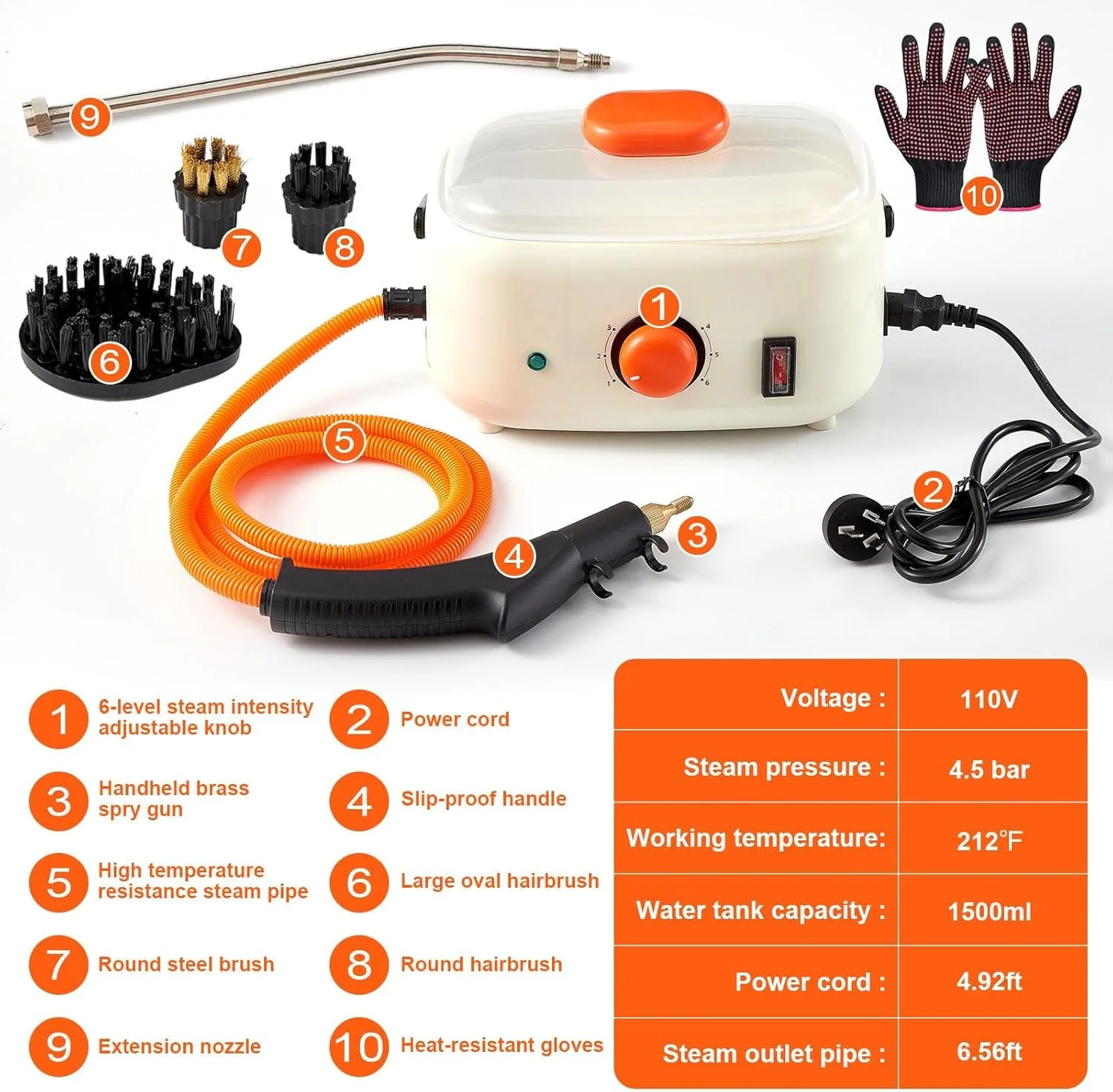دستگاه بخارشوی دستی KASTWAVE، دستگاه تمیز کننده بخار فشار قوی چند منظوره لوازم خانگی با 3 برس برای آشپزخانه و حمام دستگاه بخارشوی دستی KASTWAVE، دستگاه تمیز کننده بخار فشار قوی چند منظوره لوازم خانگی با 3 برس برای آشپزخانه و حمام