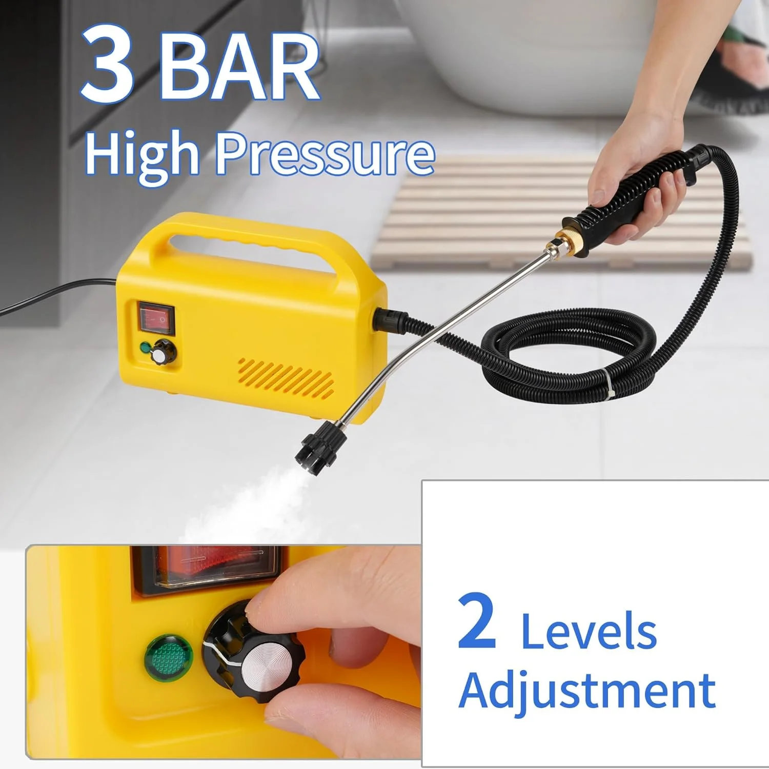 بخارشوی دستی KASTWAVE، بخارشوی پرفشار قابل حمل 1600 واتی، مجهز به سه برس و یک شیشه پاک کن، مورد استفاده برای تمیز کردن عمیق آشپزخانه، کف، حمام و پنجره ها بخارشوی دستی KASTWAVE، بخارشوی پرفشار قابل حمل 1600 واتی، مجهز به سه برس و یک شیشه پاک کن، مورد استفاده برای تمیز کردن عمیق آشپزخانه، کف، حمام و پنجره ها