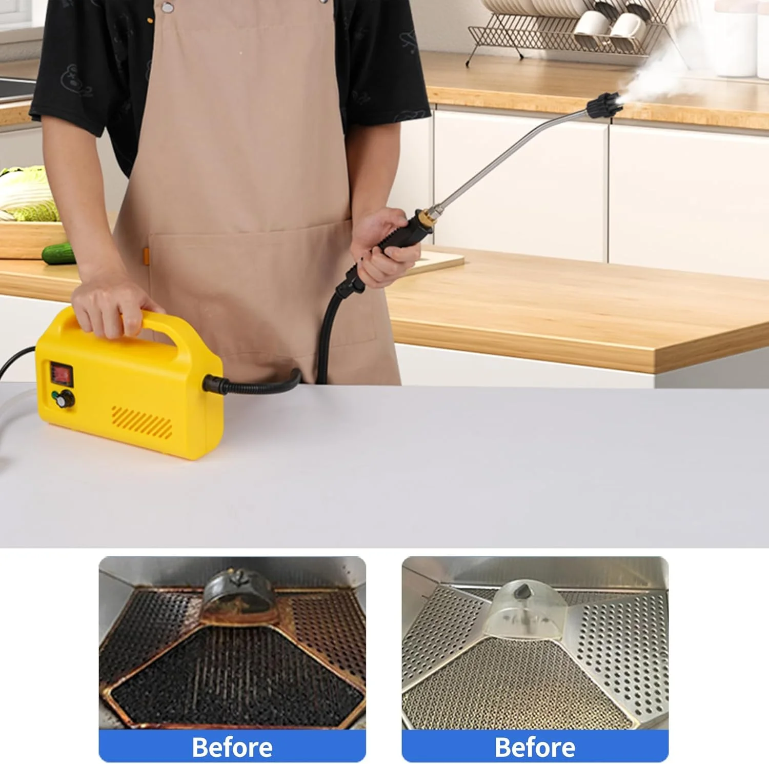 بخارشوی دستی KASTWAVE، بخارشوی پرفشار قابل حمل 1600 واتی، مجهز به سه برس و یک شیشه پاک کن، مورد استفاده برای تمیز کردن عمیق آشپزخانه، کف، حمام و پنجره ها بخارشوی دستی KASTWAVE، بخارشوی پرفشار قابل حمل 1600 واتی، مجهز به سه برس و یک شیشه پاک کن، مورد استفاده برای تمیز کردن عمیق آشپزخانه، کف، حمام و پنجره ها