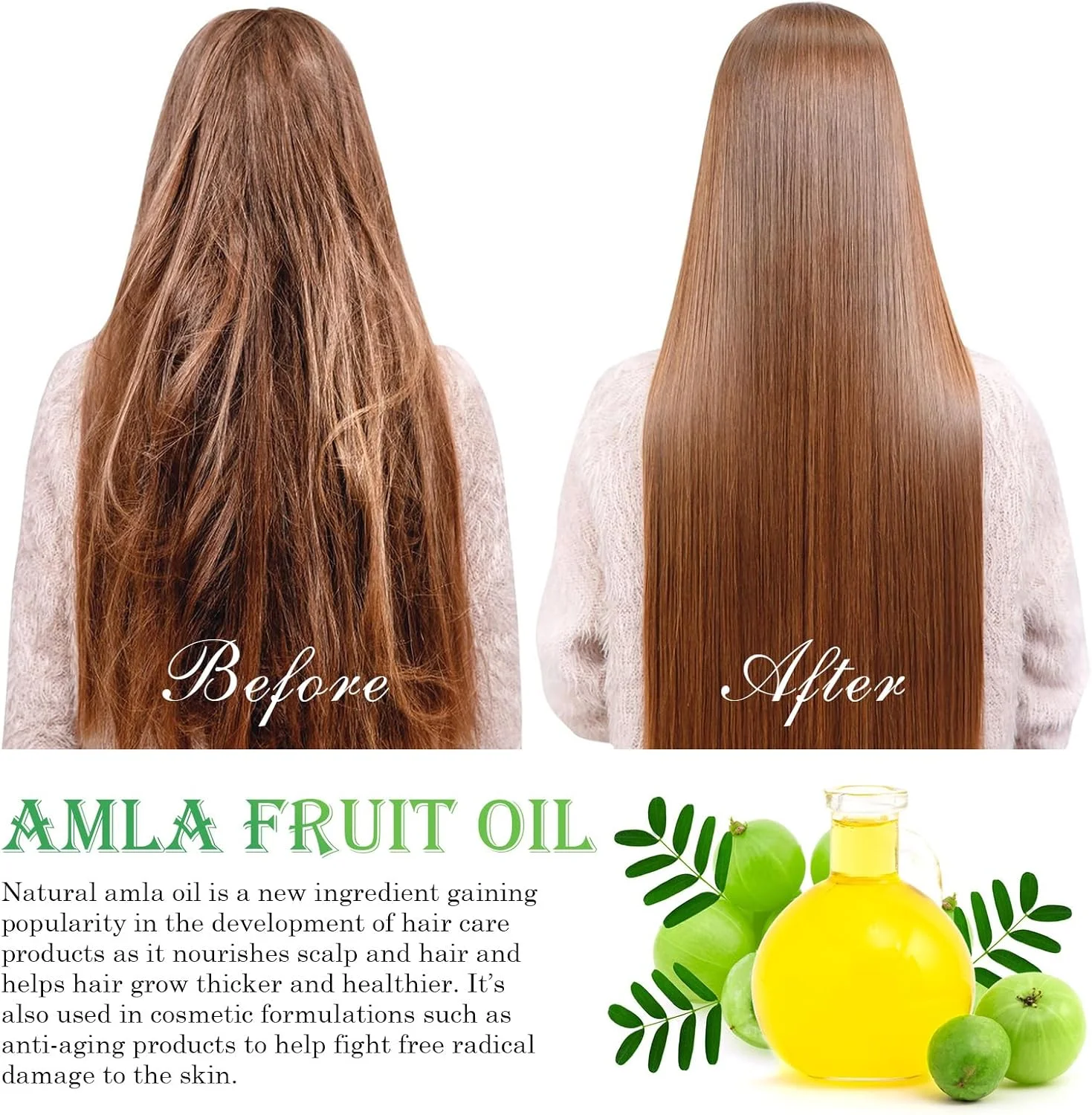 روغن آملا FSLHCY حجم 60 میلی لیتر، روغن آملا برای مو و پوست سر، مراقبت، کاهش ریزش مو برای رشد سالم مو، تغذیه پوست سر، ابروها و مژه ها