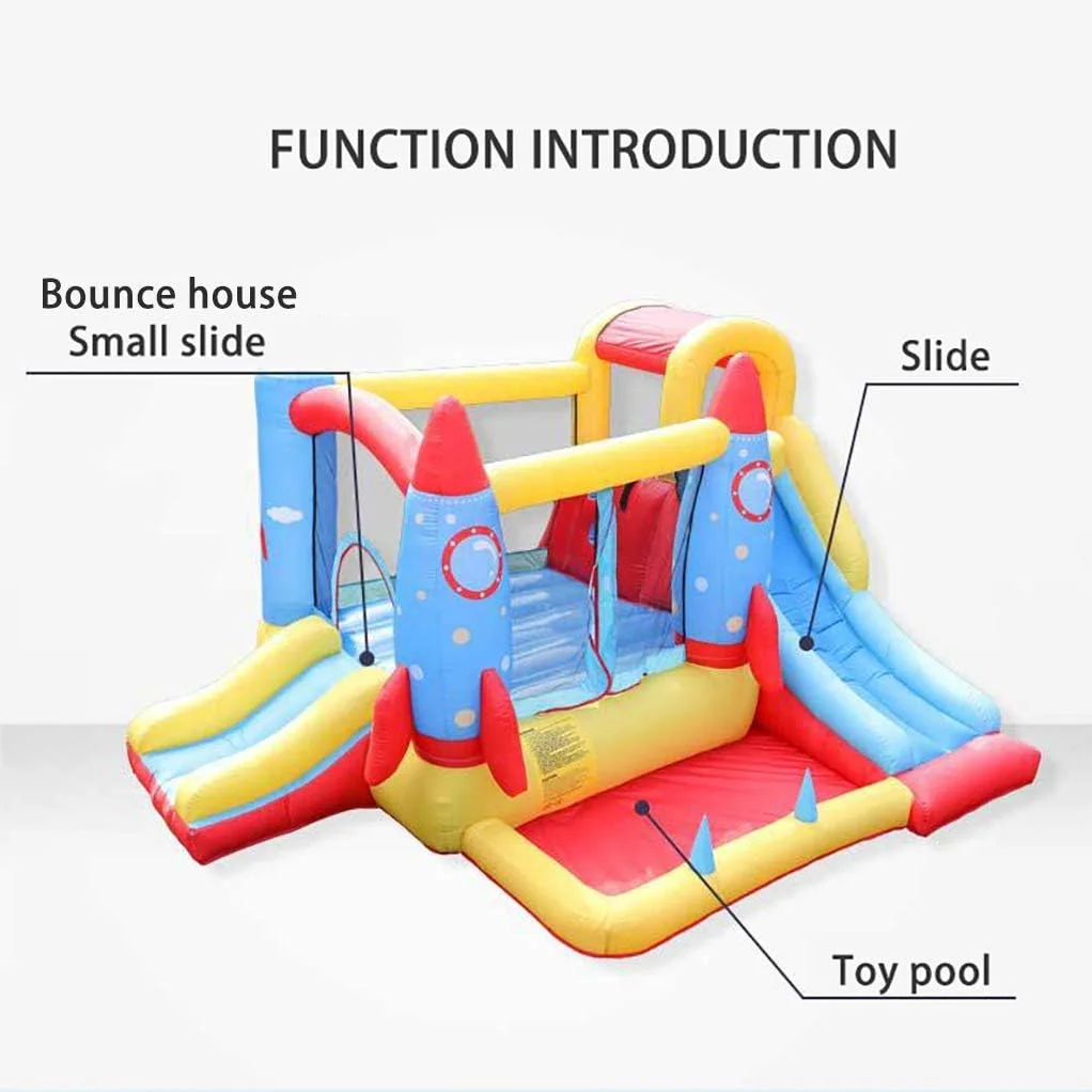 قلعه بادی موشکی QRSTUVW مناسب کودکان، جامپینگ بادی کودکان برای فضای باز، قلعه بادی با سرسره دوتایی مجهز به دمنده، اسباب بازی های بادی زمین بازی قلعه بادی موشکی QRSTUVW مناسب کودکان، جامپینگ بادی کودکان برای فضای باز، قلعه بادی با سرسره دوتایی مجهز به دمنده، اسباب بازی های بادی زمین بازی