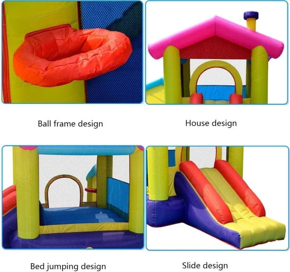 قلعه بادی کودک QRSTUVW، ترامپولین کودکان، ترامپولین خانگی، اسباب بازی های کوچک سرپوشیده و فضای باز، زمین بازی کودکان با سرسره، رنگارنگ، 320 * 285 * 243 سانتی متر قلعه بادی کودک QRSTUVW، ترامپولین کودکان، ترامپولین خانگی، اسباب بازی های کوچک سرپوشیده و فضای باز، زمین بازی کودکان با سرسره، رنگارنگ، 320 * 285 * 243 سانتی متر