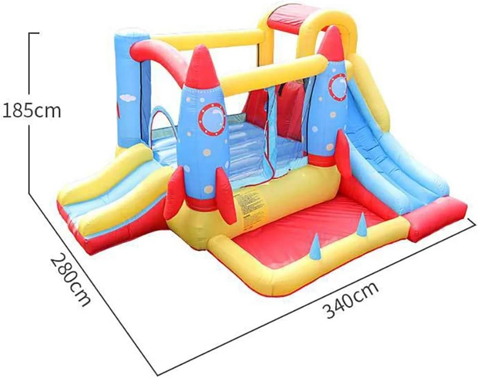 قلعه بادی موشکی QRSTUVW مناسب کودکان، جامپینگ بادی کودکان برای فضای باز، قلعه بادی با سرسره دوتایی مجهز به دمنده، اسباب بازی های بادی زمین بازی قلعه بادی موشکی QRSTUVW مناسب کودکان، جامپینگ بادی کودکان برای فضای باز، قلعه بادی با سرسره دوتایی مجهز به دمنده، اسباب بازی های بادی زمین بازی