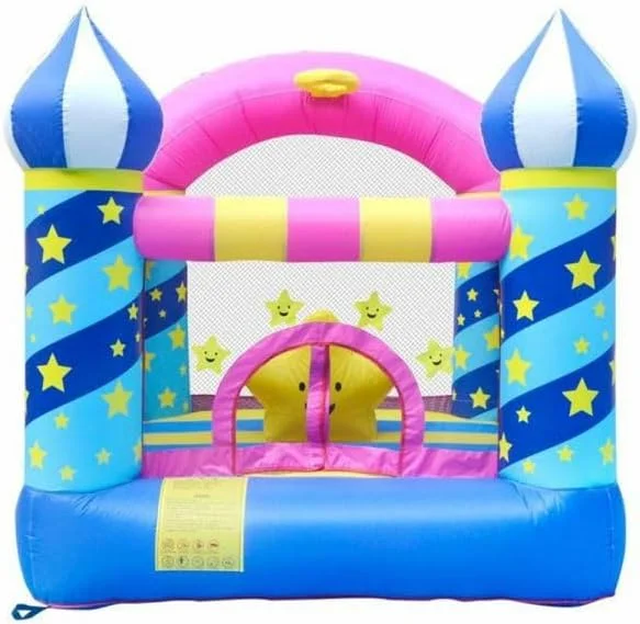 قلعه بادی RBW TOYS برای کودکان، قلعه بادی بادی شو برای کودکان، قلعه بادی کودکان ترامپولین ستاره دار محافظ بدن با جعبه بسکتبال با دمنده، اندازه 225x220x215 سانتی متر.