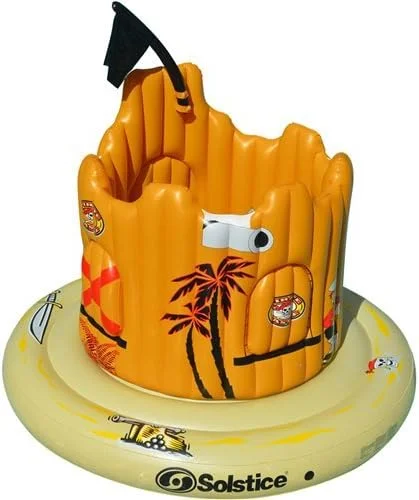 شناور بادی استخر قلعه زیستگاه غول پیکر Swimline برای کودکان و بزرگسالان، مناسب تا 4 نفر | کلبه یخی شناور کلبه بار تیکی کشتی دزدان دریایی برای استخرها، دریاچه ها و ساحل