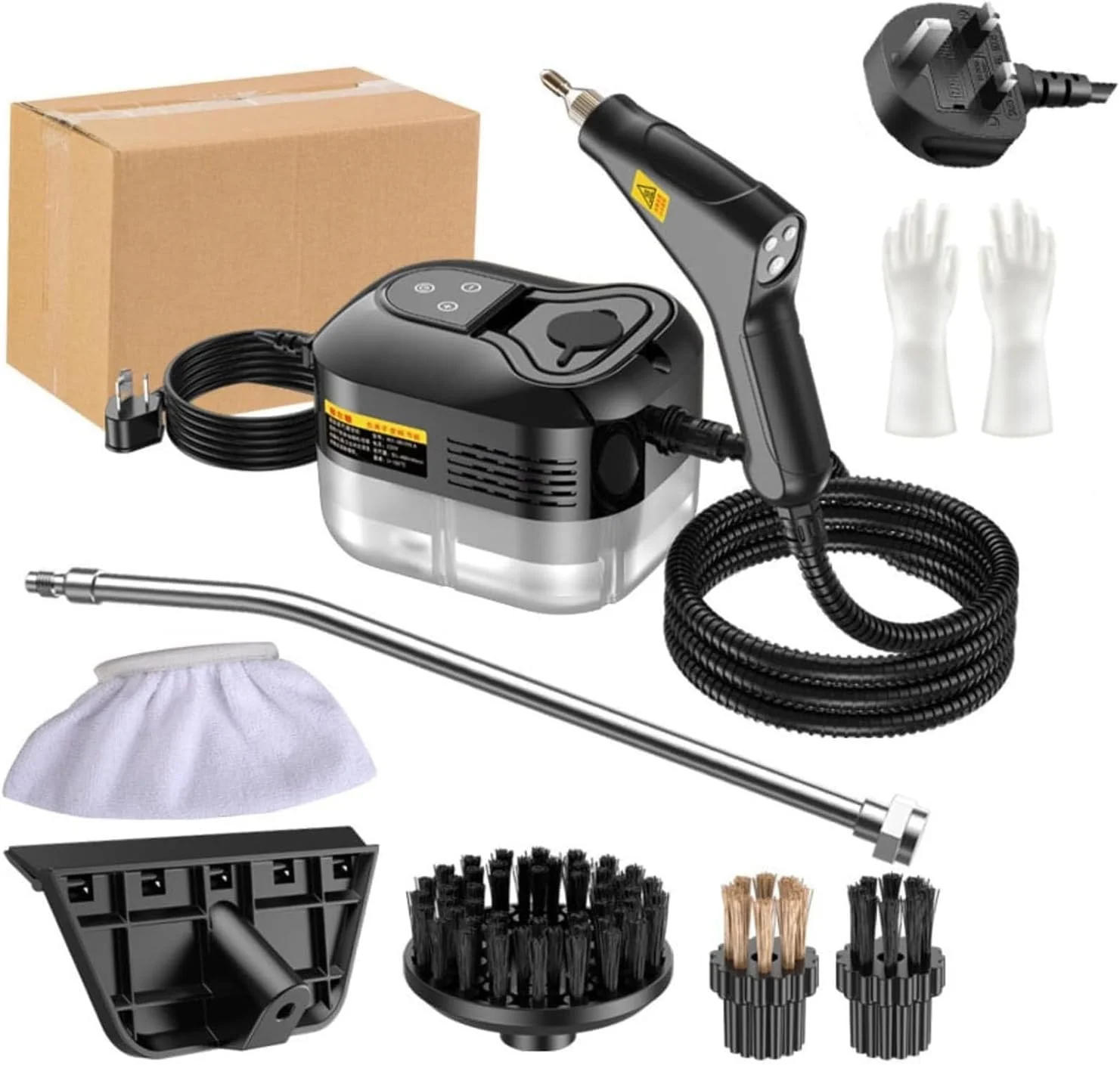 بخارشوی دستی تحت فشار XISICIAO با 6 عدد لوازم جانبی، بخارشوی قابل حمل برای تمیز کردن، بخارشوی برای مصارف خانگی، بخارشوی برای تمیز کردن خودرو، مبلمان، کف (مشکی، دوشاخه AE) بخارشوی دستی تحت فشار XISICIAO با 6 عدد لوازم جانبی، بخارشوی قابل حمل برای تمیز کردن، بخارشوی برای مصارف خانگی، بخارشوی برای تمیز کردن خودرو، مبلمان، کف (مشکی، دوشاخه AE)