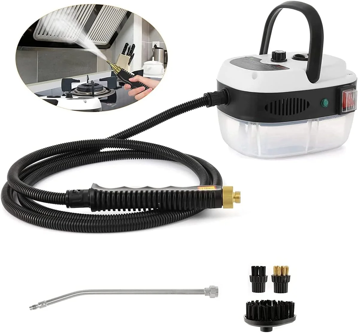 دستگاه بخارشوی فشار قوی NP Zertylre، بخارشوی دستی قابل حمل، 2500 وات، 3 بار فشار قوی، کارواش با سری های برس دار برای آشپزخانه، مبلمان، ظروف پخت و پز، دیوارها، لکه های چربی دستگاه بخارشوی فشار قوی NP Zertylre، بخارشوی دستی قابل حمل، 2500 وات، 3 بار فشار قوی، کارواش با سری های برس دار برای آشپزخانه، مبلمان، ظروف پخت و پز، دیوارها، لکه های چربی