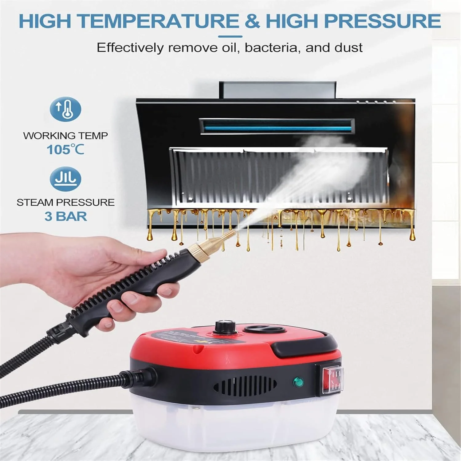 بخارشوی فشار قوی 2500 واتی wzfdm، بخارشوی چند منظوره دستی، دستگاه بخارشوی قابل حمل، ابزار بخار قدرتمند، قرمز بخارشوی فشار قوی 2500 واتی wzfdm، بخارشوی چند منظوره دستی، دستگاه بخارشوی قابل حمل، ابزار بخار قدرتمند، قرمز