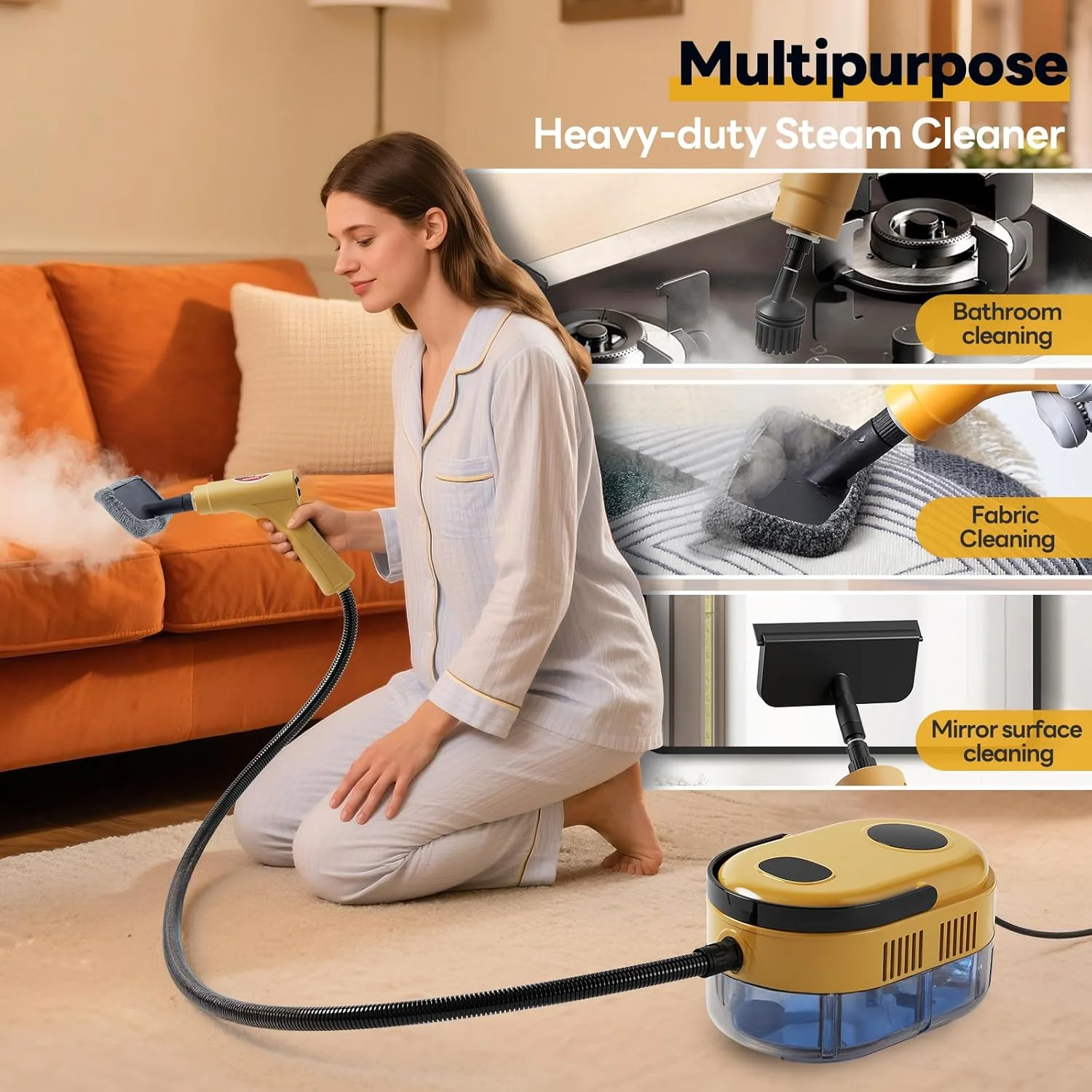 بخارشوی دستی YIKEDA، بخارشوی دستی با گرمایش سریع 10 ثانیه ای برای تمیز کردن 15 در 1 بخارشوی فشار قوی برای خانه و آشپزخانه، چربی، دوغاب، کاشی، کف، مبل و ماشین بخارشوی دستی YIKEDA، بخارشوی دستی با گرمایش سریع 10 ثانیه ای برای تمیز کردن 15 در 1 بخارشوی فشار قوی برای خانه و آشپزخانه، چربی، دوغاب، کاشی، کف، مبل و ماشین