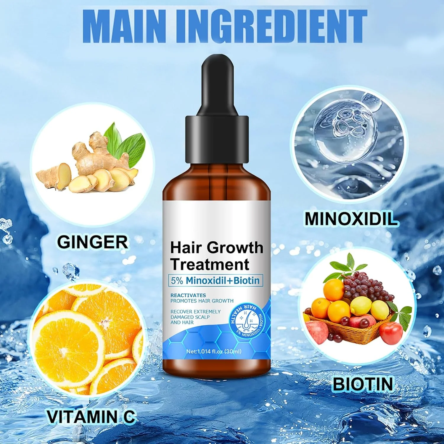 سرم روغن رشد مو 5% ماینوکسیدیل بیوتین، بسته 2 عددی، برای آقایان و بانوان، کمک به جلوگیری از ریزش مو، درمان رشد مو برای موهای ضخیم تر و بلندتر