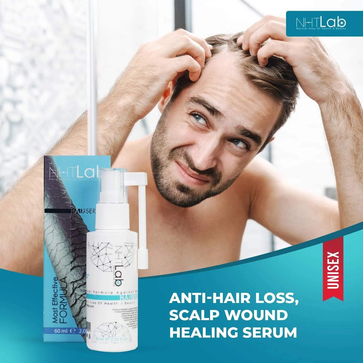 بهترین سرم رشد مو برای آقایان و خانم ها - سرم درمان پوست سر با کافئین و ویتامین های ضروری برای رشد مجدد مو | سرم ضد ریزش مو NHTLab با بیوتین اضافی برای موهای ضخیم تر