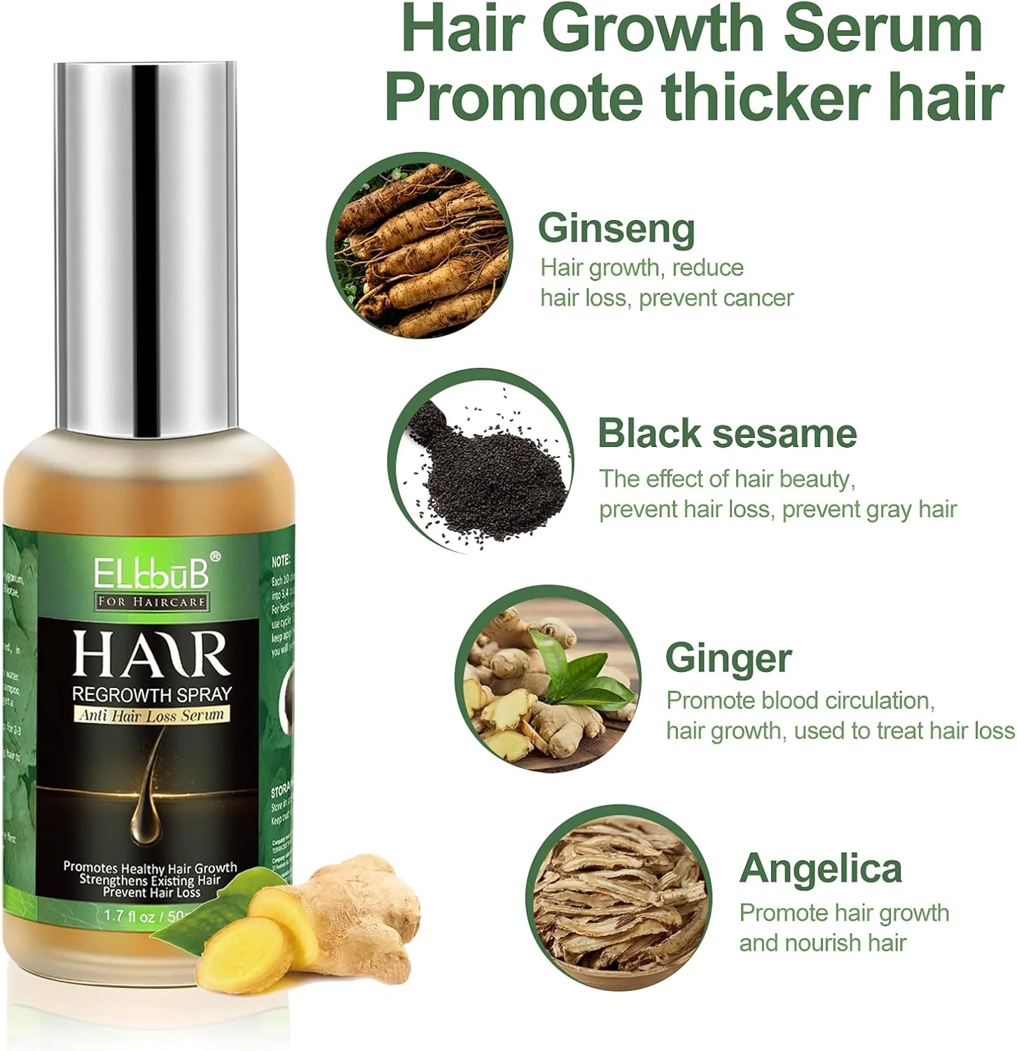 سرم رشد مو ELBBUB - روغن رشد مو برای موهای ضخیم تر و سالم تر، کاهش ریزش مو با بیوتین و فرمول موضعی پیشرفته سرم رشد مو ELBBUB - روغن رشد مو برای موهای ضخیم تر و سالم تر، کاهش ریزش مو با بیوتین و فرمول موضعی پیشرفته