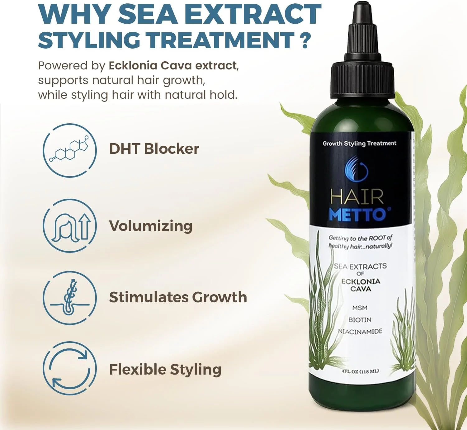 سرم مو Ecklonia Cava - حجم دهنده و تقویت کننده رشد مو برای انواع مو، ژل حالت دهنده با انعطاف پذیری بالا حاوی MSM و بیوتین برای خانم ها و آقایان، 120 میلی لیتر سرم مو Ecklonia Cava - حجم دهنده و تقویت کننده رشد مو برای انواع مو، ژل حالت دهنده با انعطاف پذیری بالا حاوی MSM و بیوتین برای خانم ها و آقایان، 120 میلی لیتر