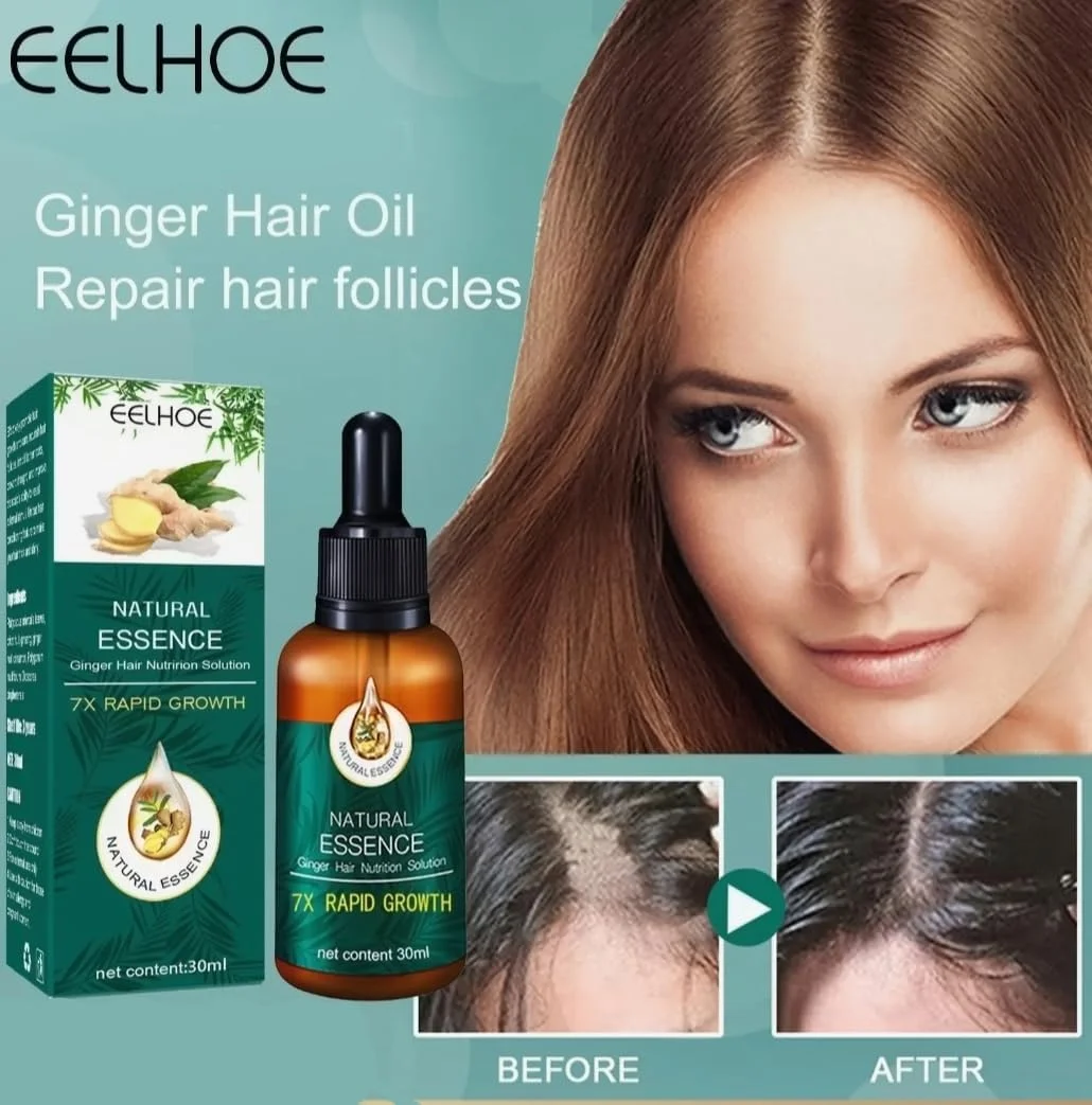 محلول تغذیه مو با عصاره طبیعی زنجبیل EELHOE - رشد سریع 7 برابر - سرم رشد موی طبیعی برای موهای ضخیم تر، 30 میلی لیتر محلول تغذیه مو با عصاره طبیعی زنجبیل EELHOE - رشد سریع 7 برابر - سرم رشد موی طبیعی برای موهای ضخیم تر، 30 میلی لیتر
