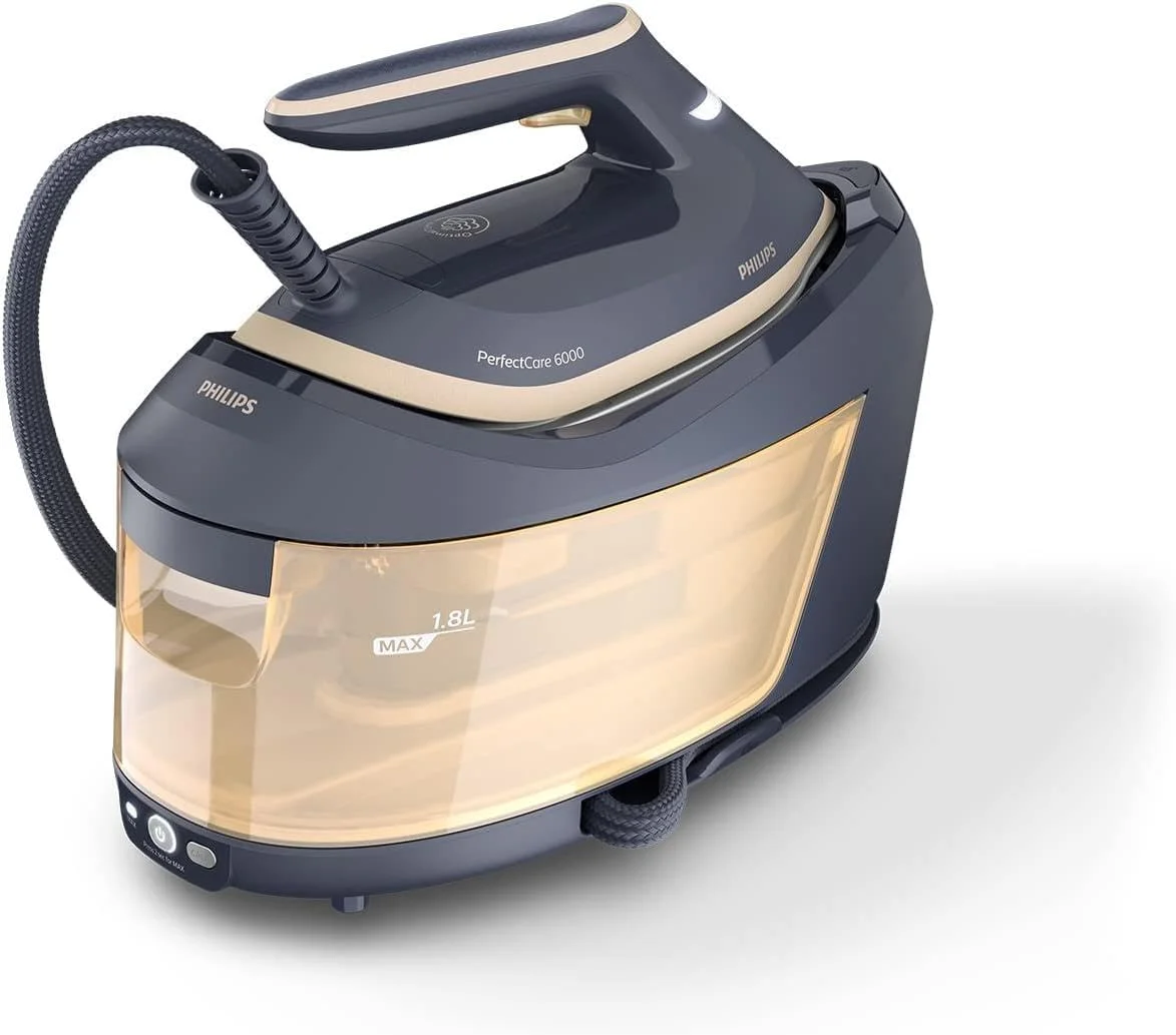 اتو بخار مخزن دار فیلیپس PerfectCare سری 6000، 2400 وات، جریان بخار 600 گرم، فشار 8 بار، بدون سوزاندن لباس با فناوری OptimalTEMP، مخزن 1.8 لیتری، مشکی (PSG6066/26) اتو بخار مخزن دار فیلیپس PerfectCare سری 6000، 2400 وات، جریان بخار 600 گرم، فشار 8 بار، بدون سوزاندن لباس با فناوری OptimalTEMP، مخزن 1.8 لیتری، مشکی (PSG6066/26)