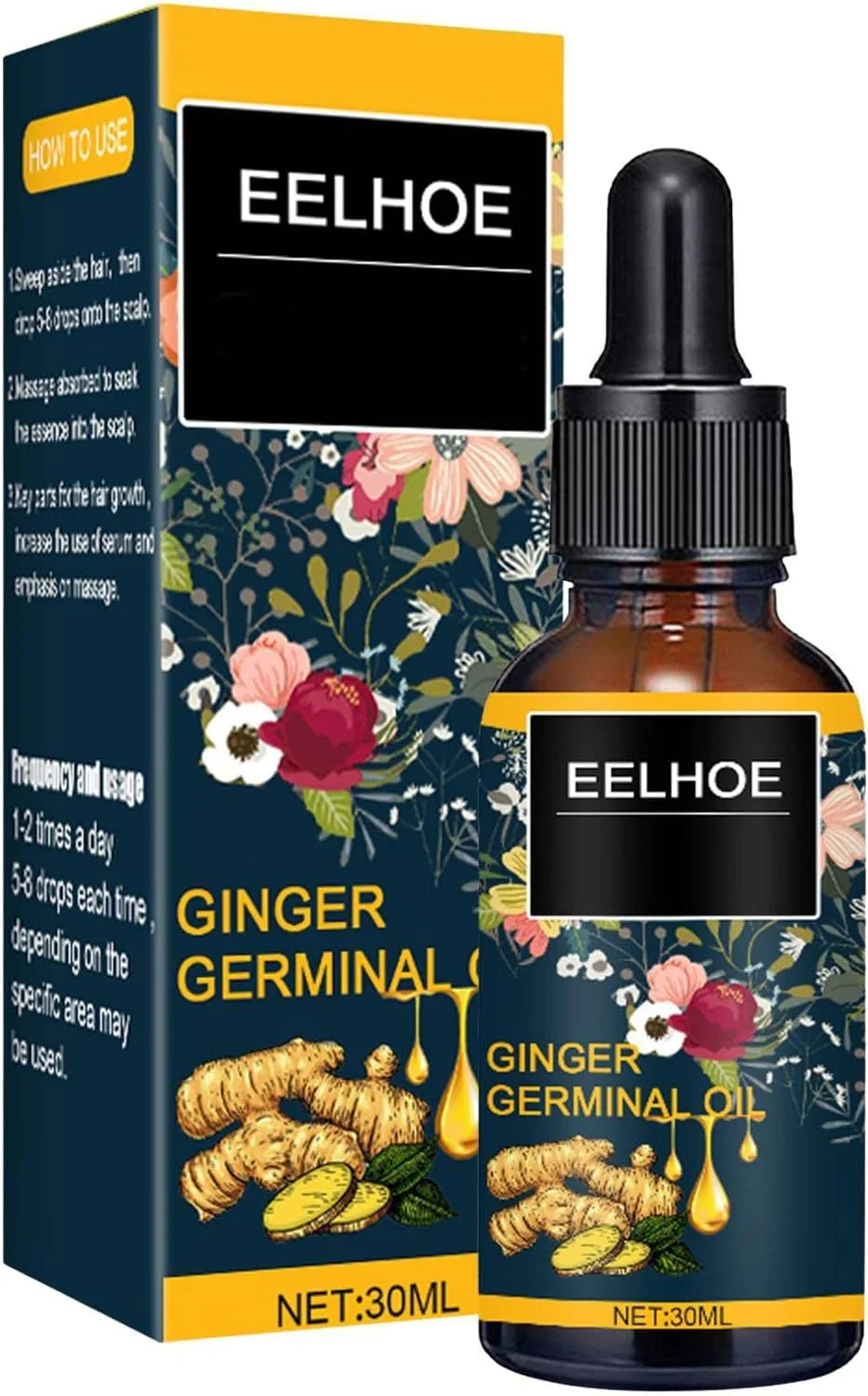 سرم های رشد مو، روغن جوانه زنجبیل، اسانس ضد ریزش مو برای موهای کم پشت و نازک، مراقبت سریع از رشد مو، اسانس طبیعی برای موهای کم پشت و نازک، 30 میلی لیتر