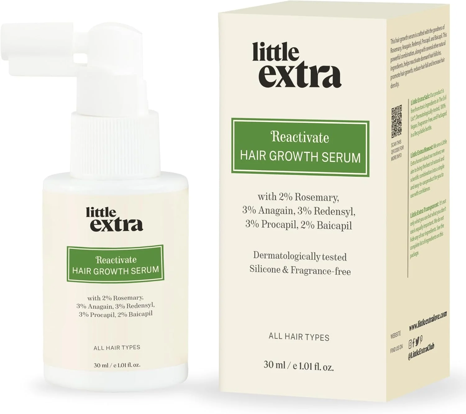 سرم احیا کننده رشد مو لیتل اکسترا حاوی 2% رزماری، آناگین، رِدِنسیل، پروکاپیل و بایکاپیل، بطری 30 میلی لیتری، مناسب برای انواع مو، 100 گرم سرم احیا کننده رشد مو لیتل اکسترا حاوی 2% رزماری، آناگین، رِدِنسیل، پروکاپیل و بایکاپیل، بطری 30 میلی لیتری، مناسب برای انواع مو، 100 گرم