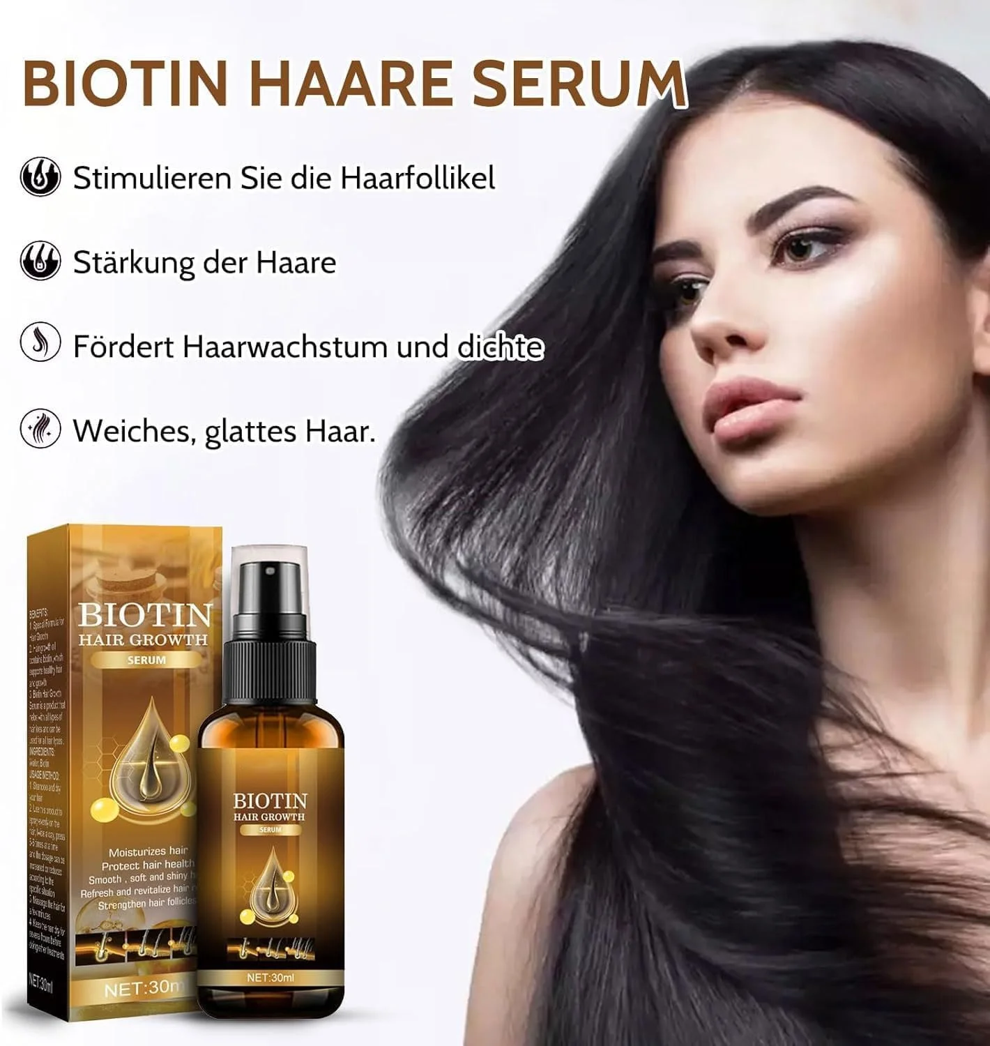 اسپری سرم رشد مو بیوتین LBOYLOVE®، سرم گیاهی ضخیم کننده با زنجبیل و جینسینگ برای موهای ضخیم تر، تغذیه کننده پوست سر، ضخیم کننده و رام کننده ریزش مو، موهای بلندتر و قوی تر