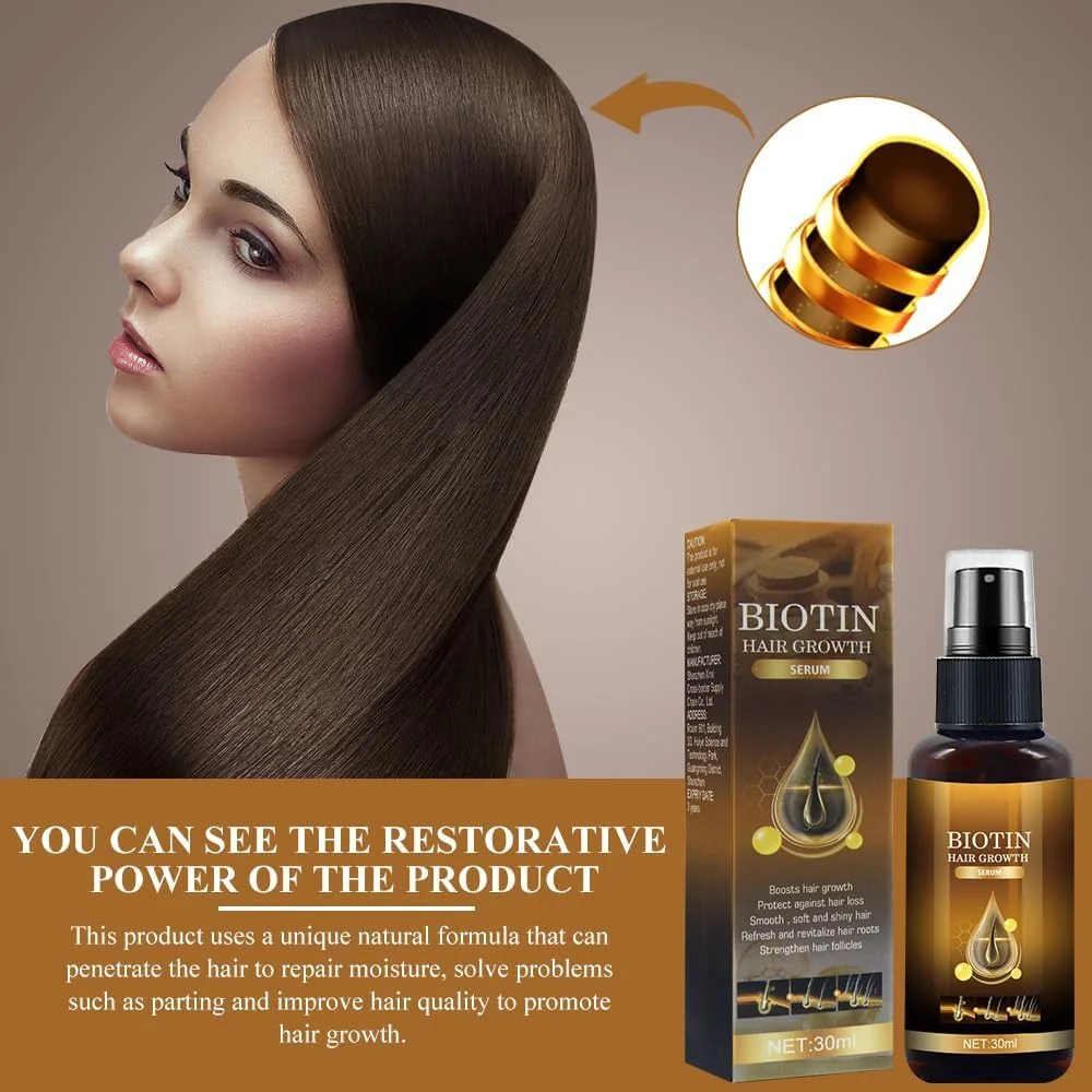 اسپری سرم رشد مو بیوتین LBOYLOVE®، سرم گیاهی ضخیم کننده با زنجبیل و جینسینگ برای موهای ضخیم تر، تغذیه کننده پوست سر، ضخیم کننده و رام کننده ریزش مو، موهای بلندتر و قوی تر