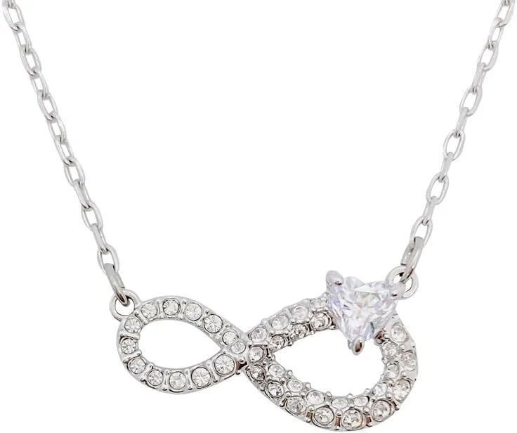 گردنبند آویز بی نهایت نقره ای کریستالی J.Rosée Fashion Jewelry مدل JR-1288، مناسب هدیه برای بانوان گردنبند آویز بی نهایت نقره ای کریستالی J.Rosée Fashion Jewelry مدل JR-1288، مناسب هدیه برای بانوان