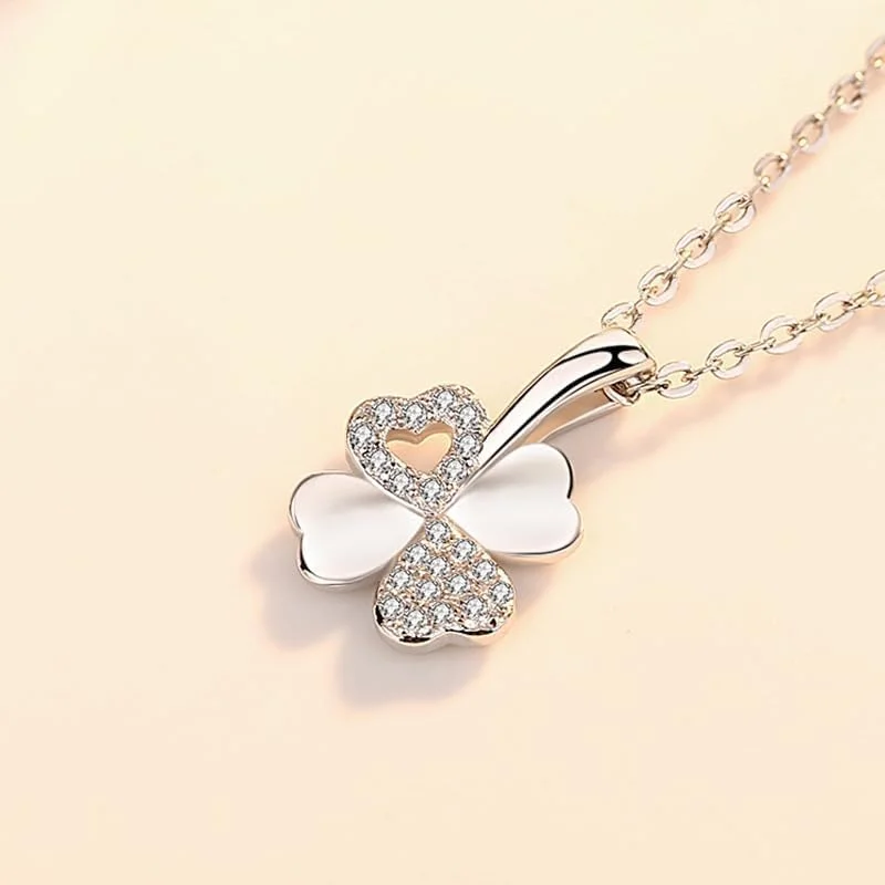 گردنبند نقره استرلینگ 925 با آویز شبدر کریستالی خوش شانس زنانه، بسته بندی هدیه جواهرات مد روز J.Rosée JR-1097