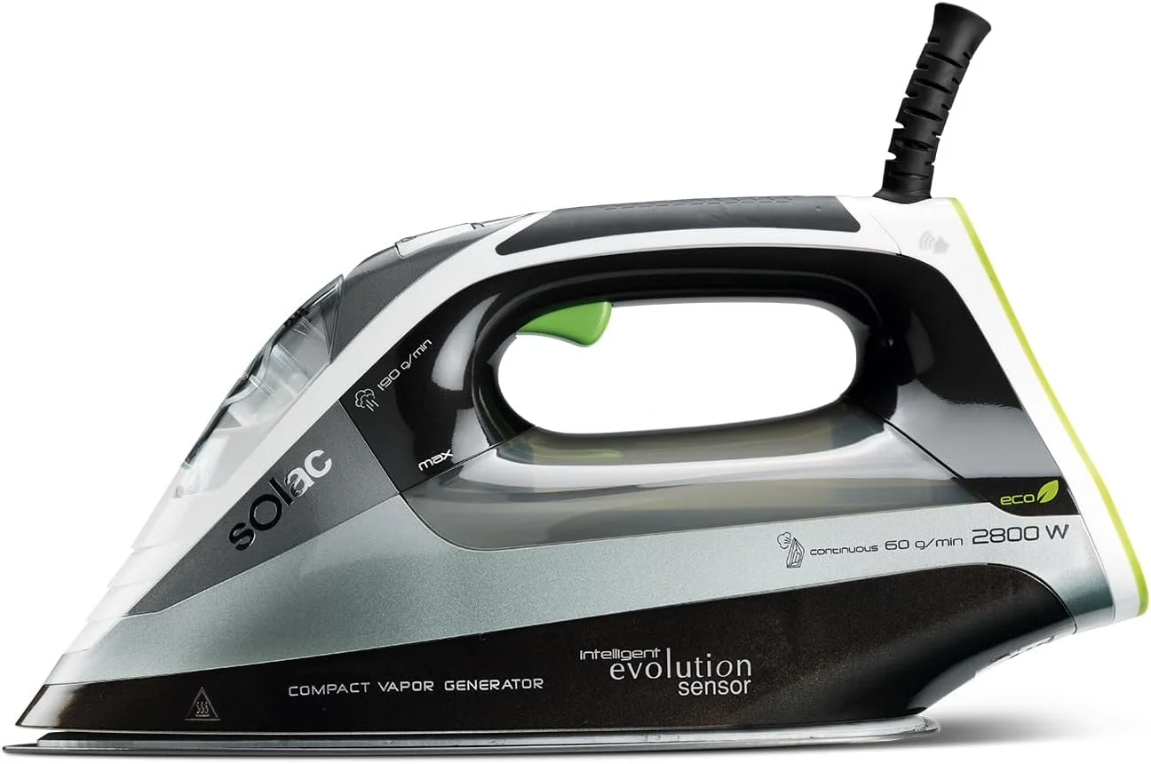 اتو بخار مخزن دار هوشمند و جمع و جور Solac S91866600 CVG9512 از بین برنده ویروس و باکتری، حالت های اکو و توربو، تکنولوژی سنسور، 2800 وات اتو بخار مخزن دار هوشمند و جمع و جور Solac S91866600 CVG9512 از بین برنده ویروس و باکتری، حالت های اکو و توربو، تکنولوژی سنسور، 2800 وات