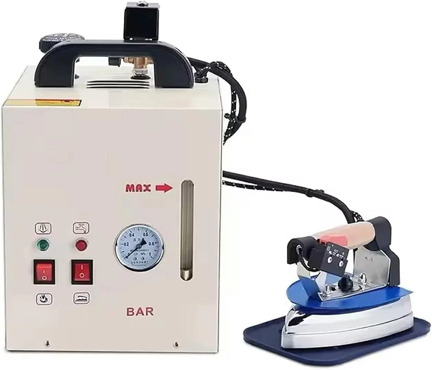 اتو بخار حرفه ای با مخزن بخار و گیج فشار، اتو بخار صنعتی برقی با مخزن آب 4 لیتری و دیگ بخار، دمای قابل تنظیم، مناسب برای خشکشویی، پرده فروشی ها اتو بخار حرفه ای با مخزن بخار و گیج فشار، اتو بخار صنعتی برقی با مخزن آب 4 لیتری و دیگ بخار، دمای قابل تنظیم، مناسب برای خشکشویی، پرده فروشی ها