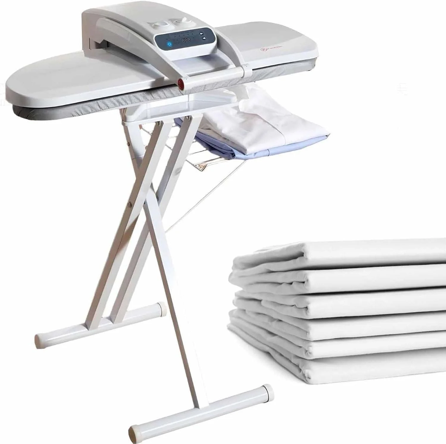 پرس اتو بخار بزرگ، پرس اتو بخار هوشمند 1400W/1800W، دستگاه اتو پیراهن با صفحه لمسی LED با تنظیمات پارچه چندگانه و عملکرد بخار قوی 65 سانتی متر